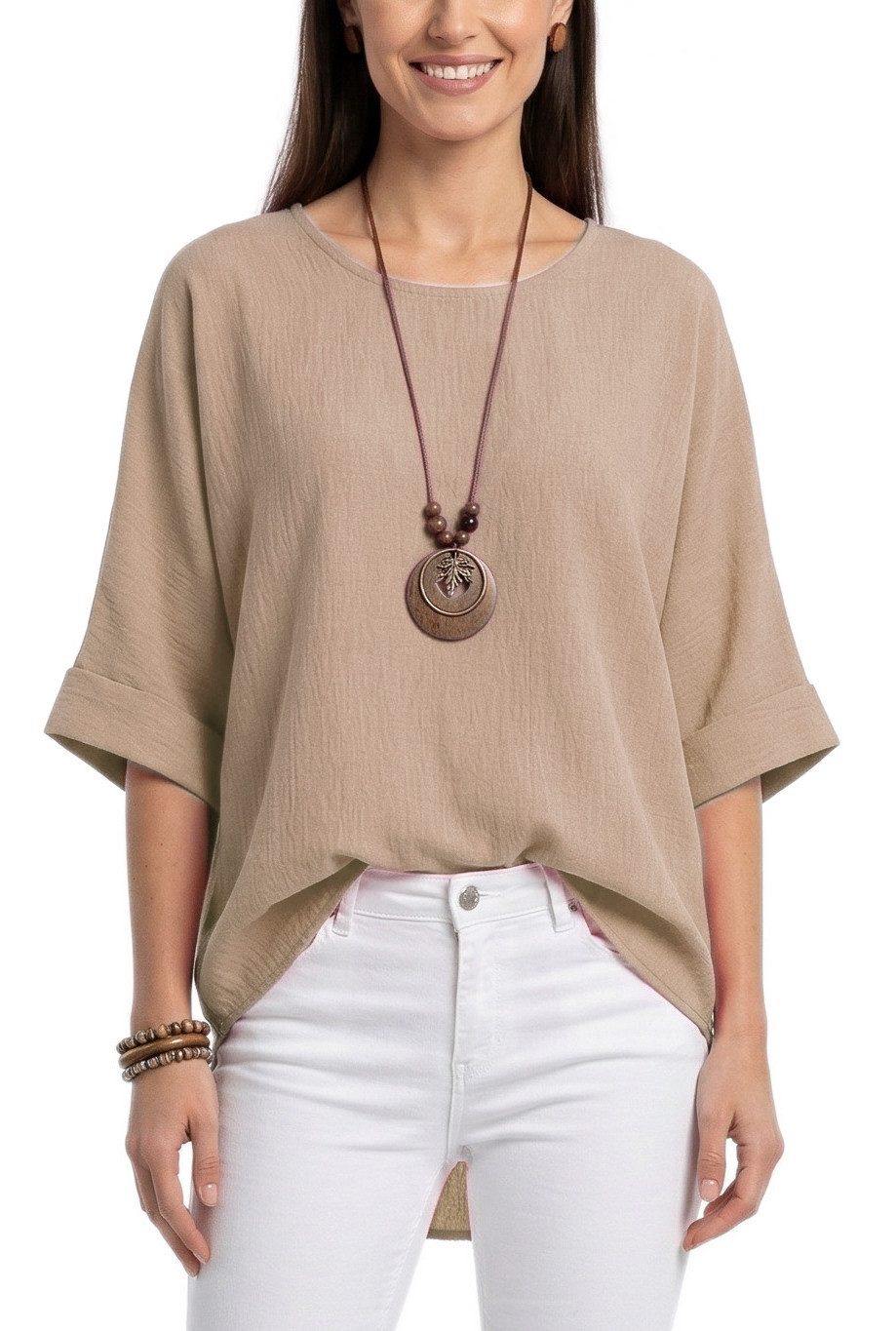 dy_mode Kurzarmbluse Damen Bluse Oversize Tunika Leichte Viskosebluse Halba günstig online kaufen