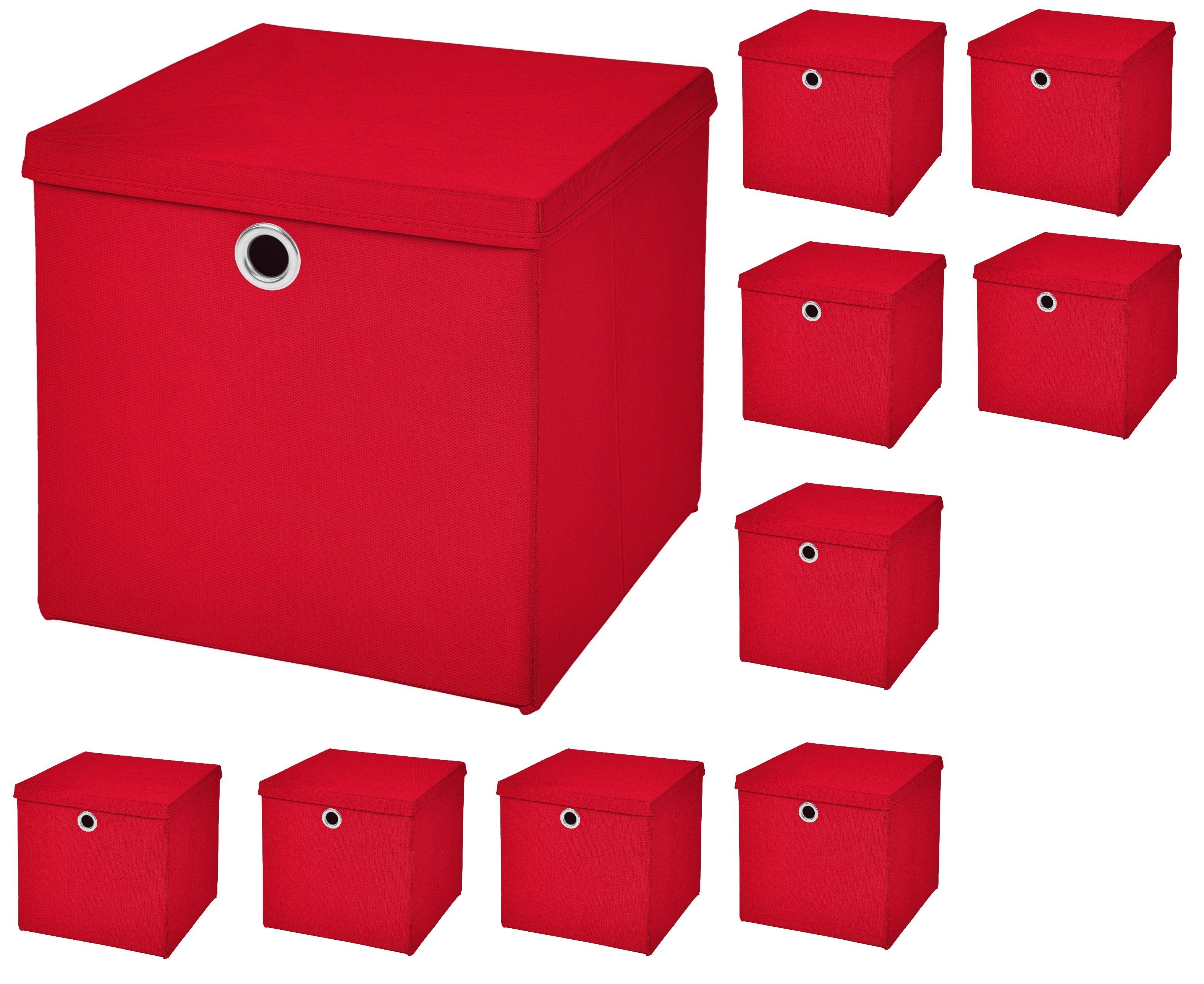 StickandShine Aufbewahrungsbox 10 Stück Faltboxen 28 x 28 x 28 cm faltbar  mit Deckel Aufbewahrungsbox in verschiedenen Farben (10er SET 28x28x28) 28cm