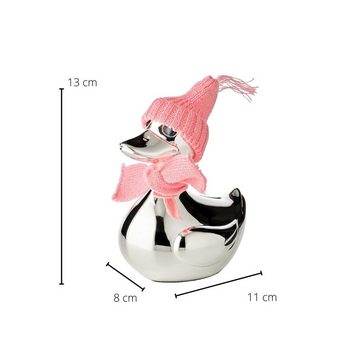EDZARD Spardose Ente, versilberte Sparbüchse mit Anlaufschutz, Sparschwein im modernen Design, ideal als Geschenk, Höhe 13 cm