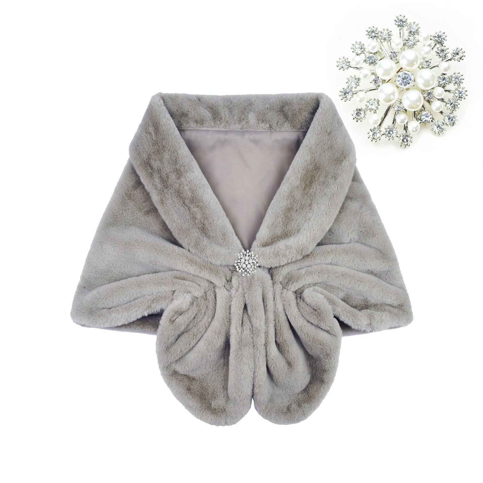 nsihing Modeschal Damen Elegant Braut Hochzeit Kunstpelz Schal Wrap Braut Pelz Schal, (1-St), Stola Fur Wraps und Tücher für Frauen