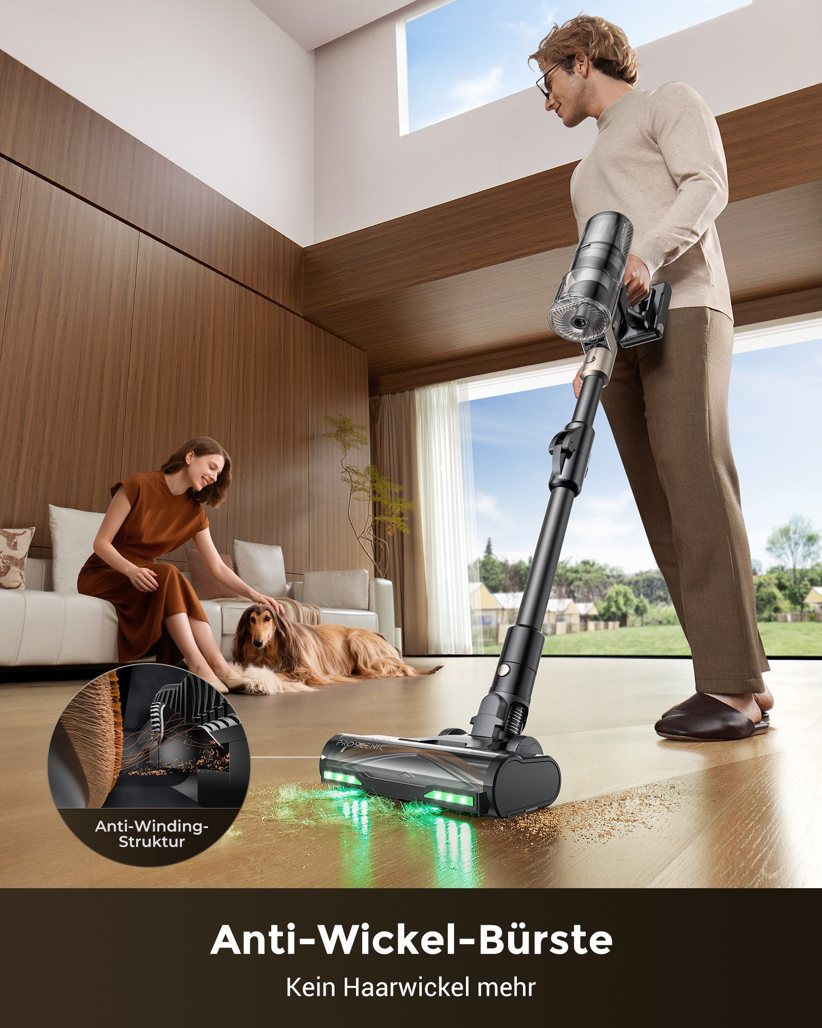 Proscenic Hand-und Stielstaubsauger P020 OnePass 70KPA/70Min, Mit Wassertank Staubsauger und Mop 2 in 1, 680 W, beutellos, mit Wischfuktion, Mehr als nur ein Staubsauger