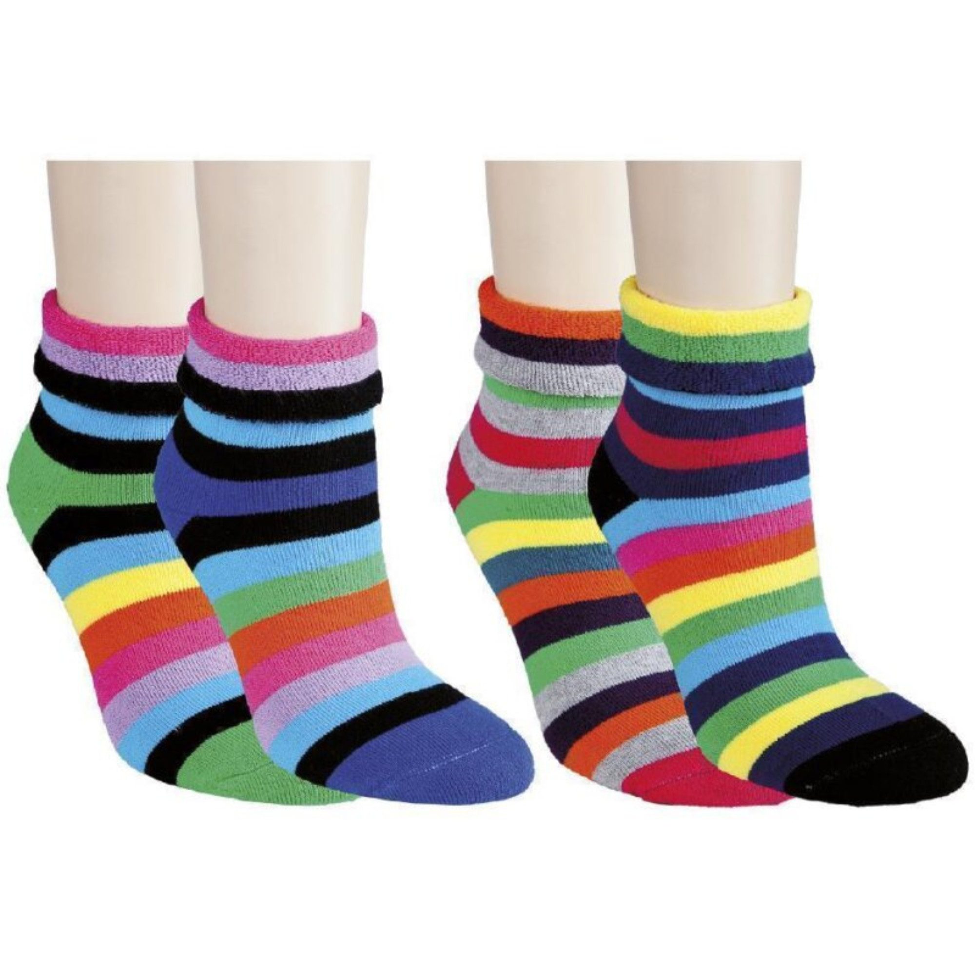 RS Harmony Thermosocken Soft Streifen Innenfrottee (Packung, 4 Paar bunt gestreifte Thermosocken) Innenfrottee, Umschlagrand und flache Naht