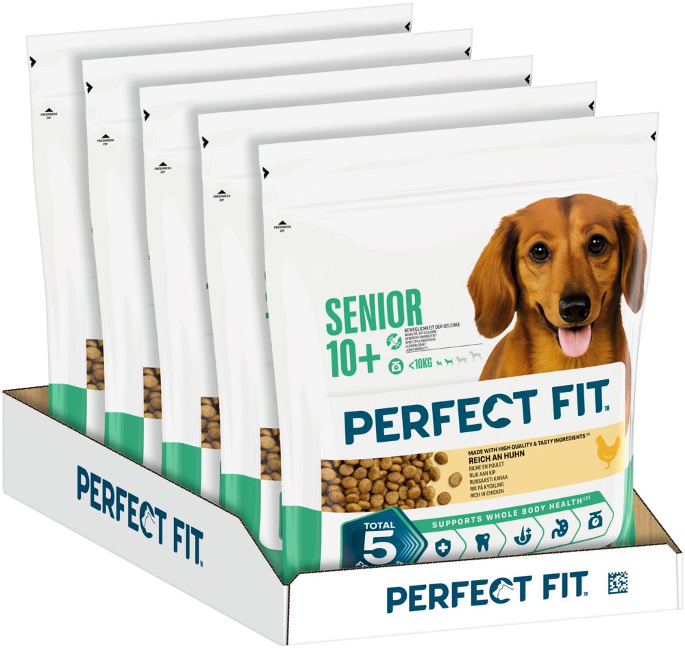 Perfect Fit PERFECT FIT™ Hund Beutel Senior <10kg XS/S mit Huhn 5 x 1,4kg, Trockenfutter für: Hunde