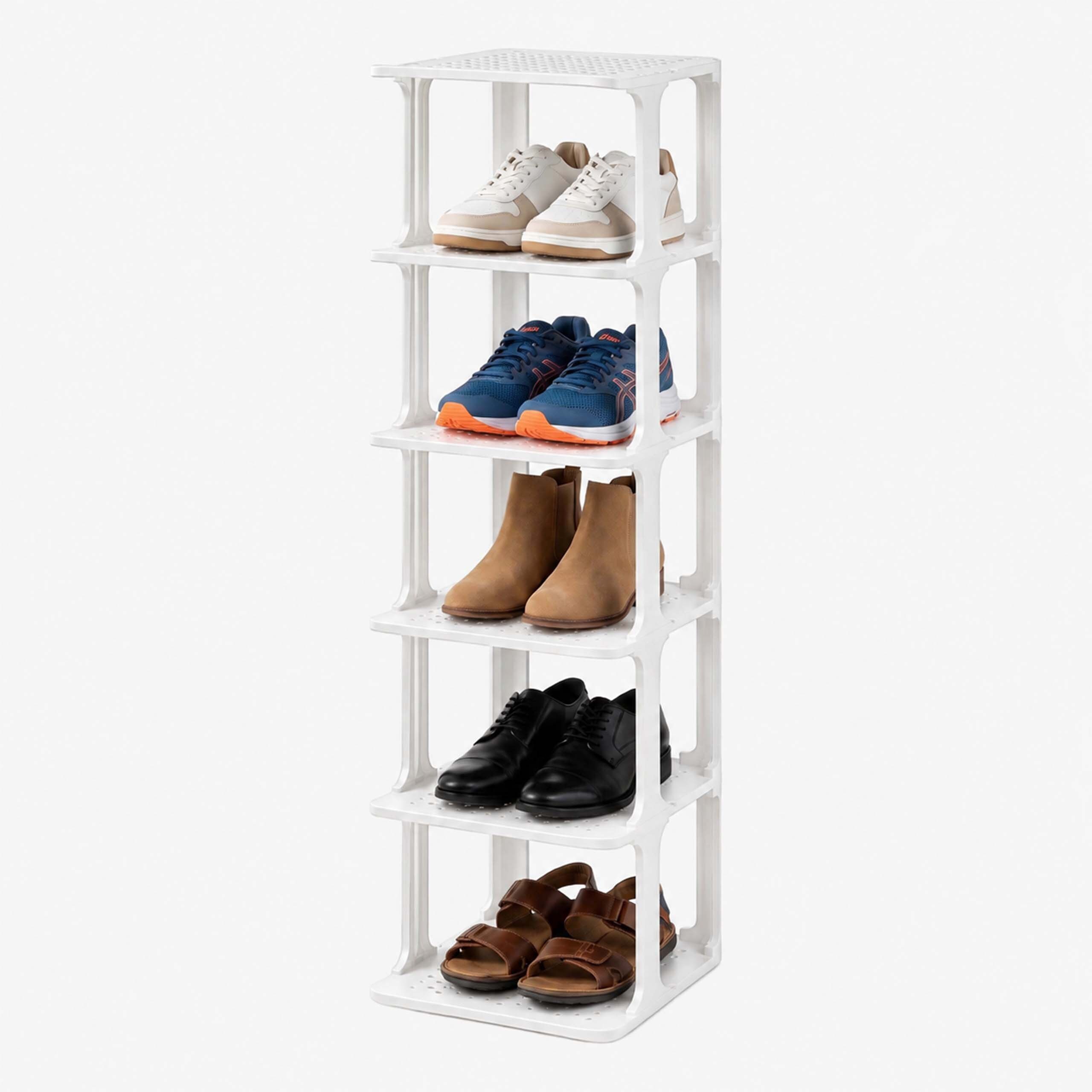 relaxdays Schuhregal Stapelbares Schuhregal, 1-tlg., weiß, 6er-Pack