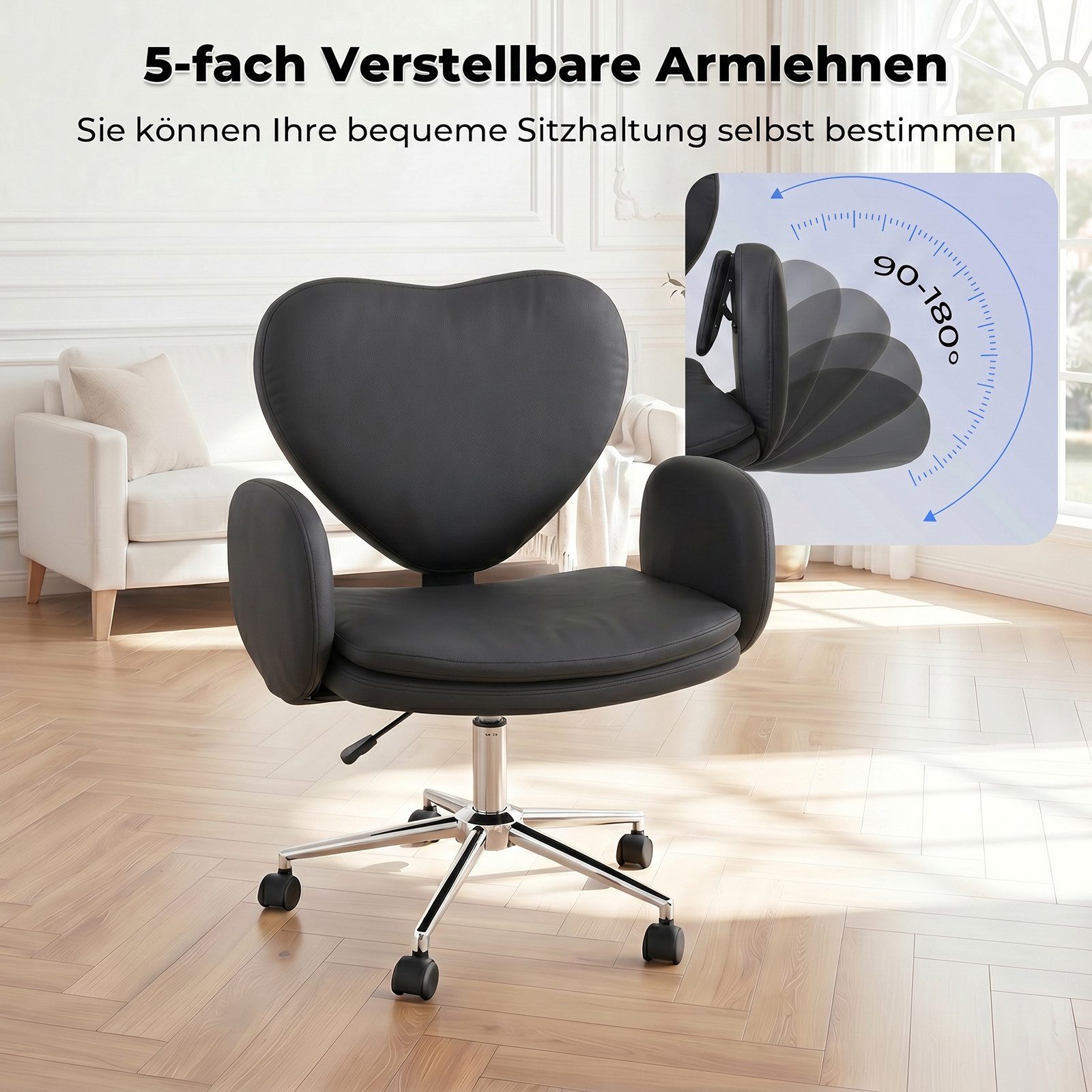 Patbrela Drehstuhl Bürostuhl Chefsessel Ergonomisch mit klappbaren Armlehnen, Gaming Stuhl mit Fußstütze & 135° Verstellbarer Rückenlehne