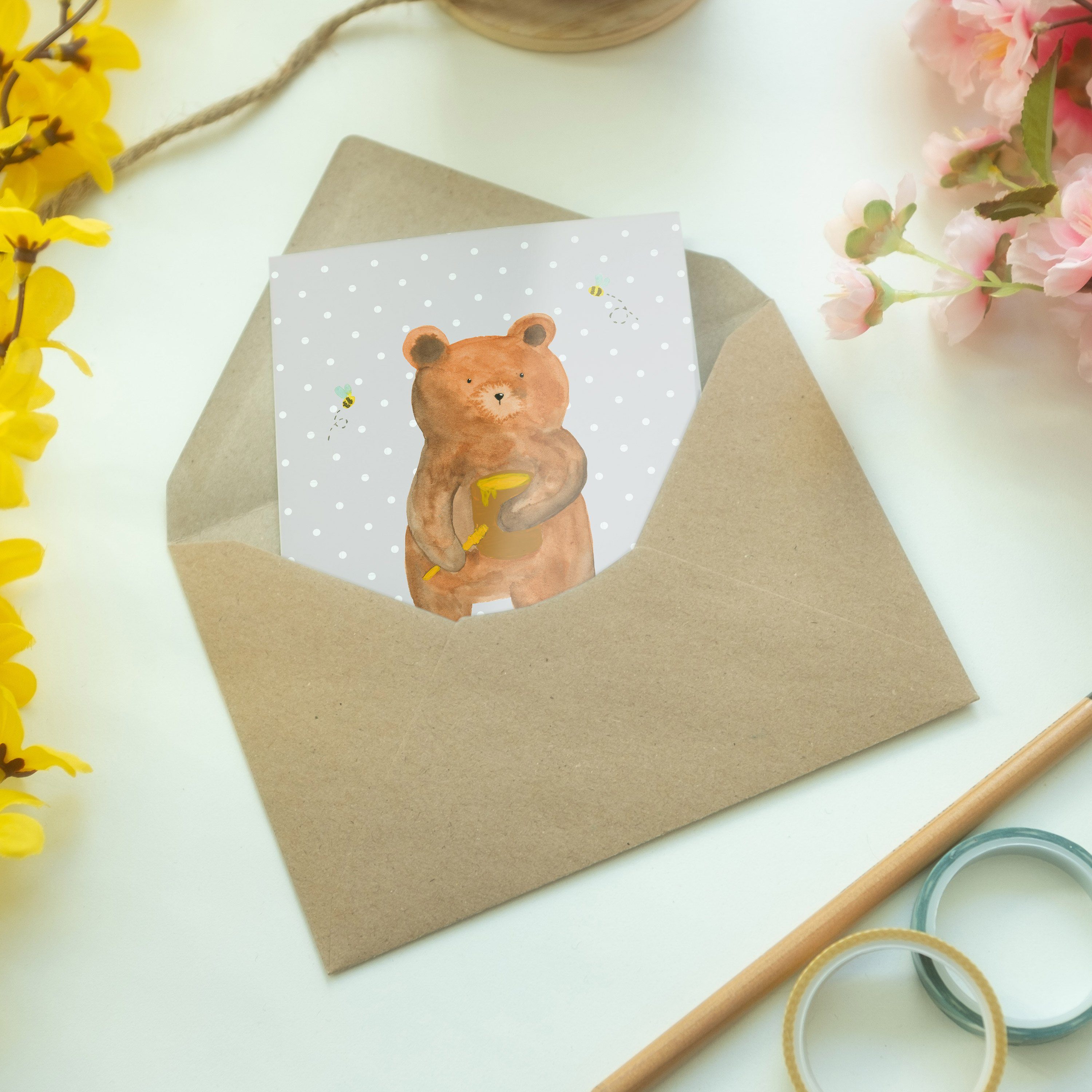 Mr. & Hochzeitskarte, - - Panda Mrs. Geschenk, Grau Pastell Grußkarte Te Honigbär Karte, Freund