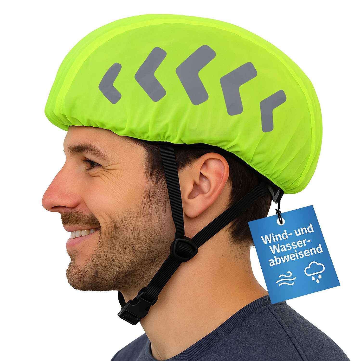 FLEXEO Fahrradhelmüberzug Regenschutz, Helmüberzug Fahrradhelm Regenschutz reflektierend wasserabweisend gelb