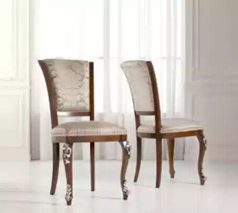 Set + Braun Luxus Stuhl Italy Neu, in Made 6х Holz Esszimmer Stühle JVmoebel Polsterstuhl Esstisch (7-St., 6x Esszimmer-Set Stühle),