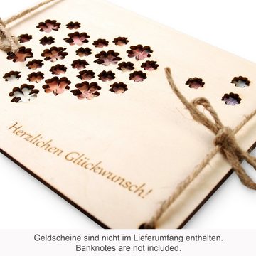 Kreative Feder Glückwunschkarte 3D Glückwunsch-Karte aus Holz, DIY Holzkarte - originelle Geldgeschenk-Deko aus Holz