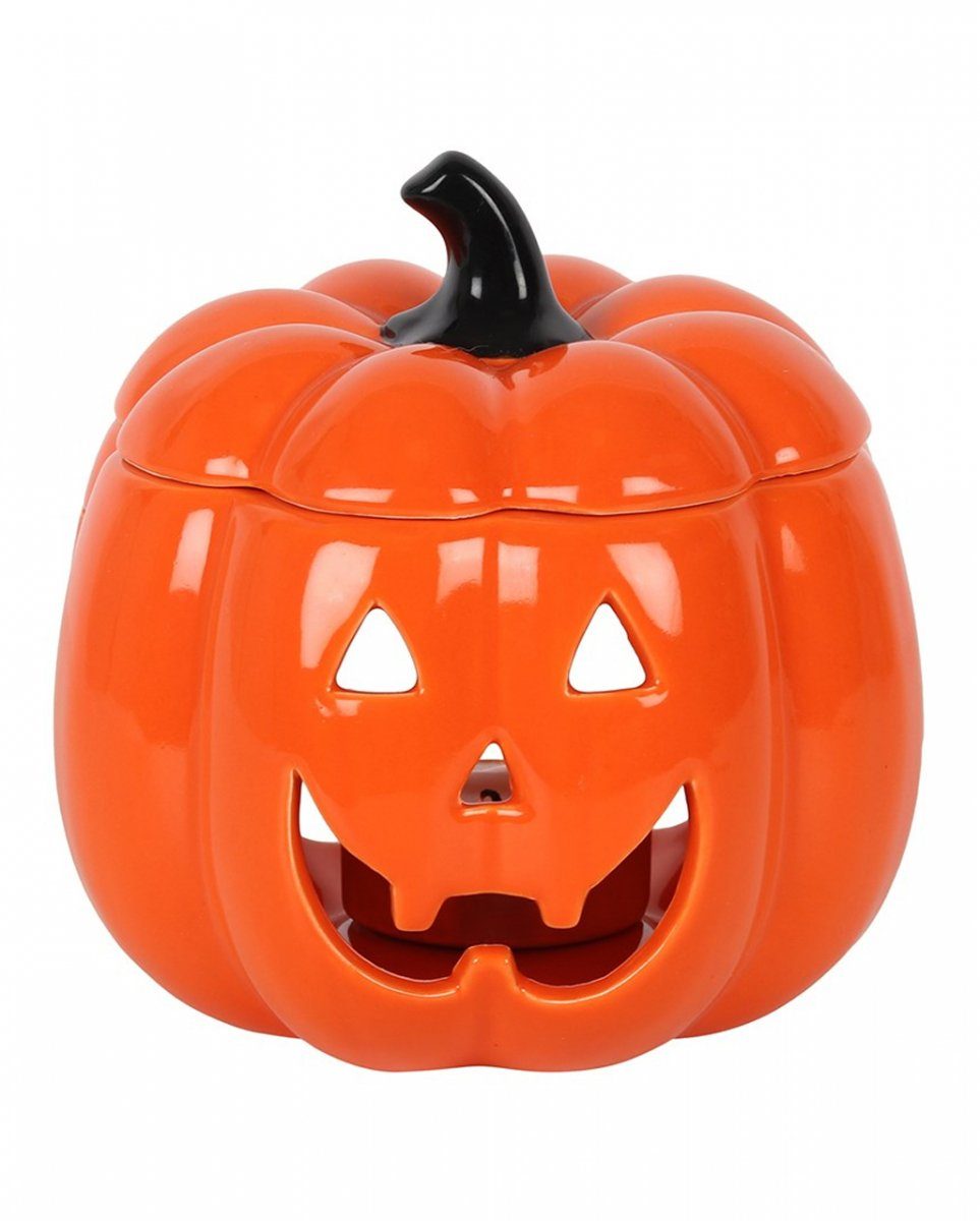 Horror-Shop Kerzenständer Orange Jack O Lantern Duftlampe mit Kürbisgesicht