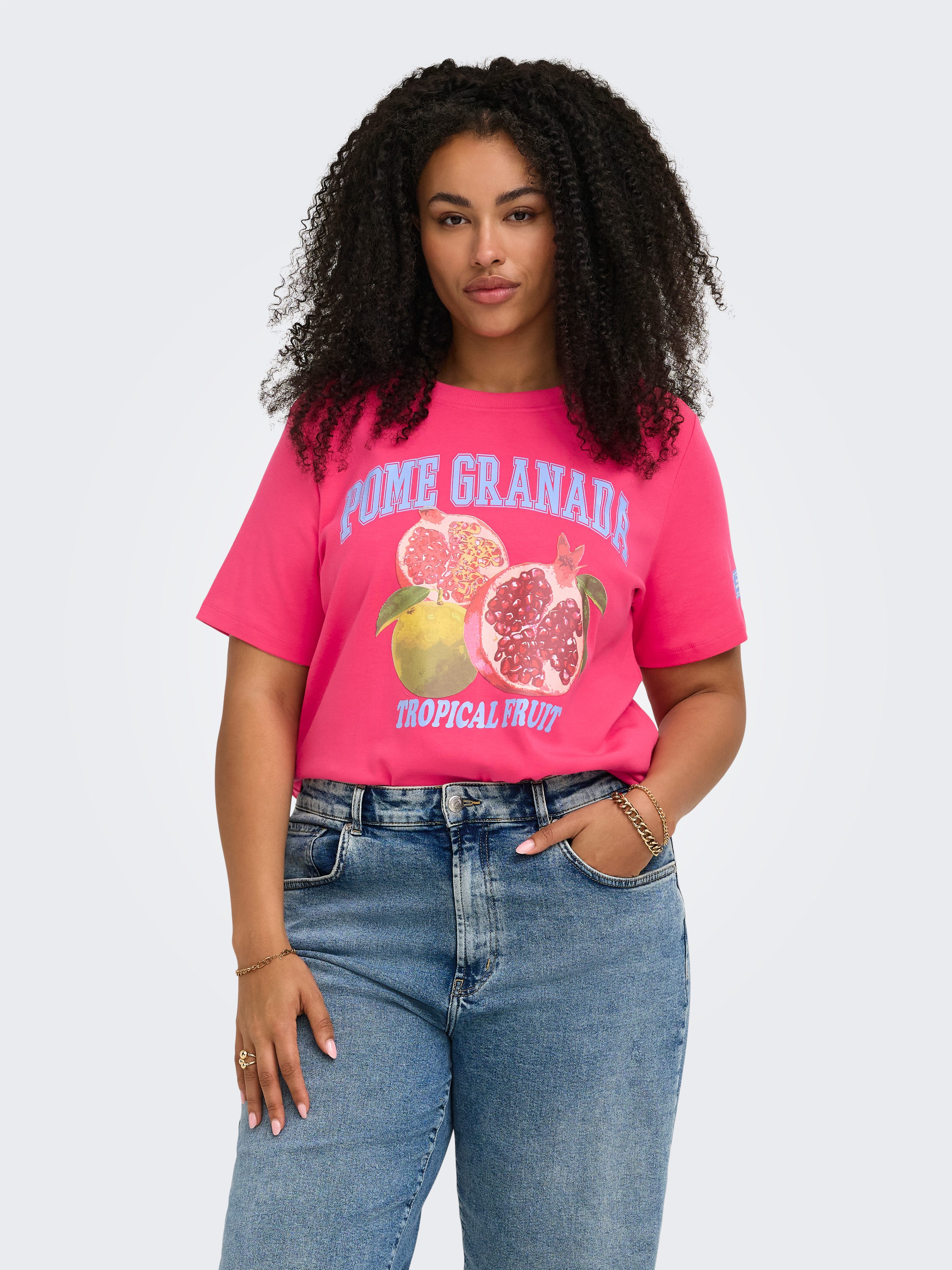 ONLY CARMAKOMA Rundhalsshirt CARJENNY LIFE SS PRINT JEANS TEE JRS