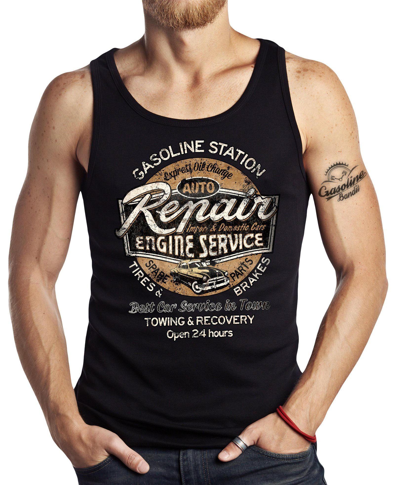 GASOLINE BANDIT® Tanktop Muskel-Shirt für Racer: Auto Repair Station