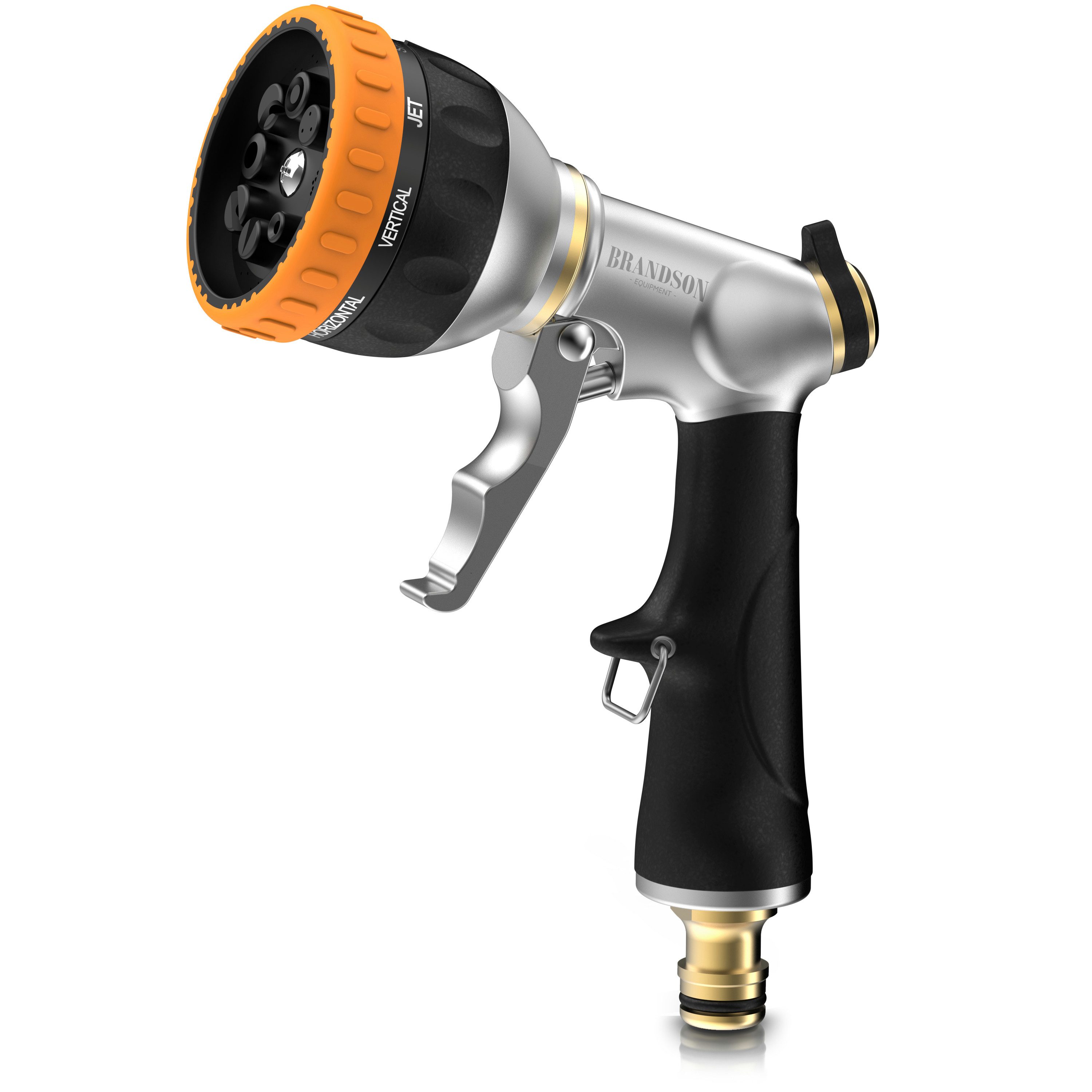 Brandson Multifunktionsbrause Garten Handbrause Metall, Gartenbrause, 8 Sprühmuster, Gartenpistole, (1-St), gummierter Griff, Wasserdurchfluss regelbar, Schnellkupplungsanschluss