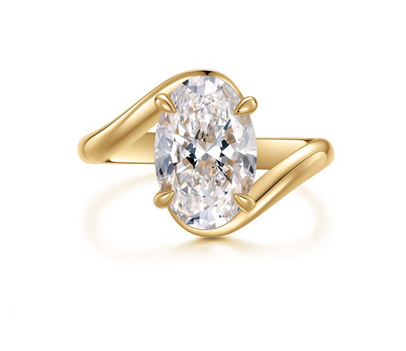 Jumpeak Diamantring Ovaler Diamantring,Damenring,1ct/2ct/3ct,D,VS1,Einzelner Diamantring, Geschenk zum Valentinstag,Geschenk zum Muttertag,Geburtstagsgeschenk