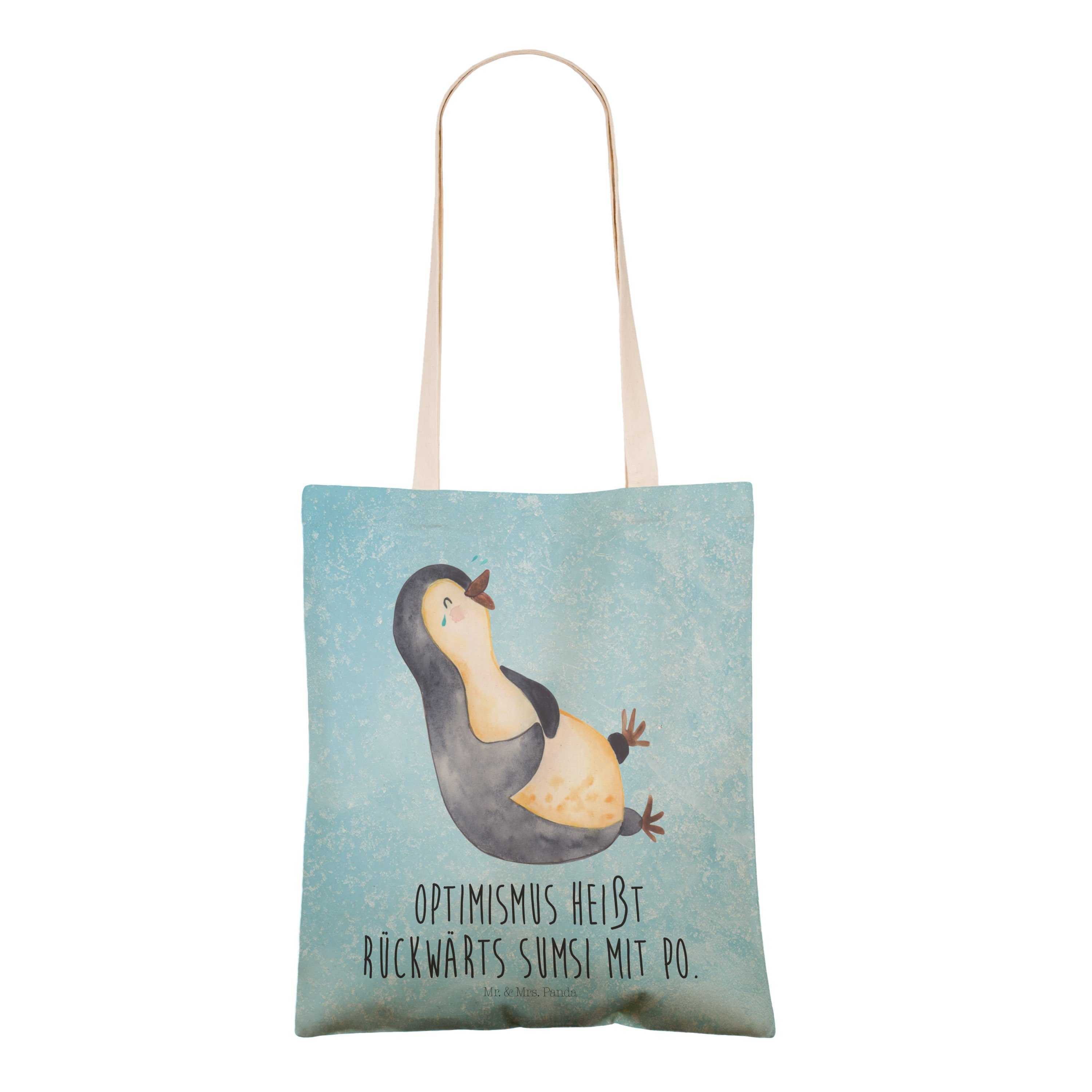 Panda Geschenk, Mr. & Tragetasche Pinguin (1-tlg) lachend Mrs. Shopper, Pinguine, - Eisblau - Optimismus,