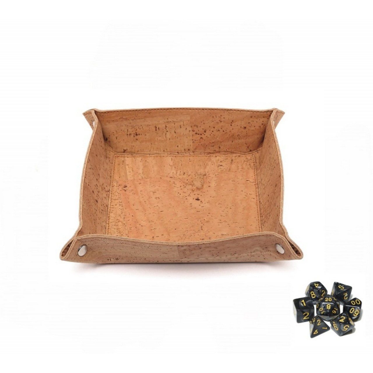 Kork-Deko.de Spiel Kork Würfelteller 18x18cm – Klappbare Würfelschale für DND & Tabletop, Würfelspiel