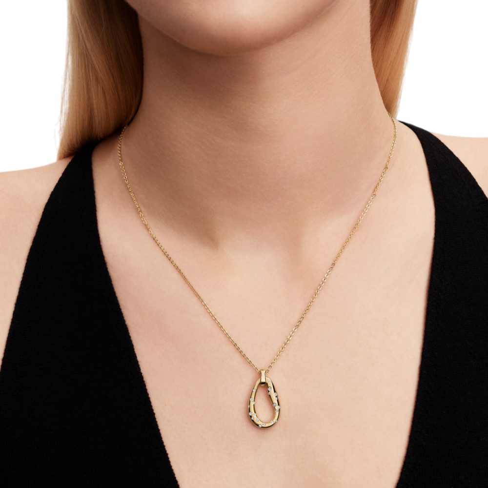 Pandora Kette mit Anhänger 364666C01-45, Vergoldet, Zirkonia, Organisch