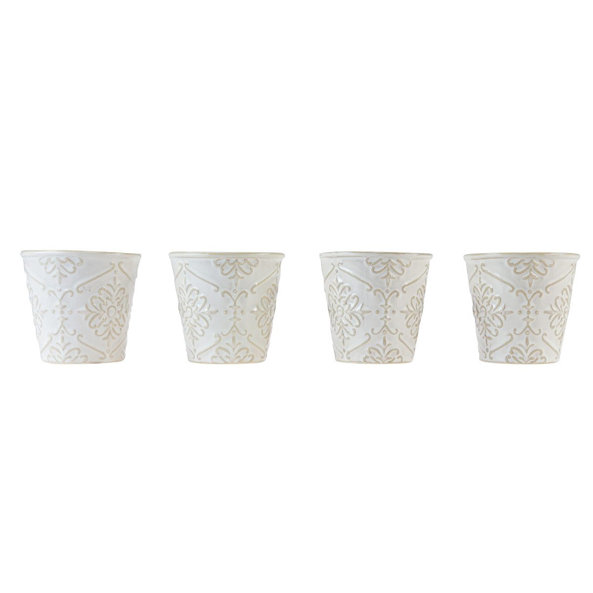 Florists Products Übertopf Keramik Übertopf Weiß Ø7cm H8cm 4er Set Blumentopf, 4 Stück, Blumenübertopf