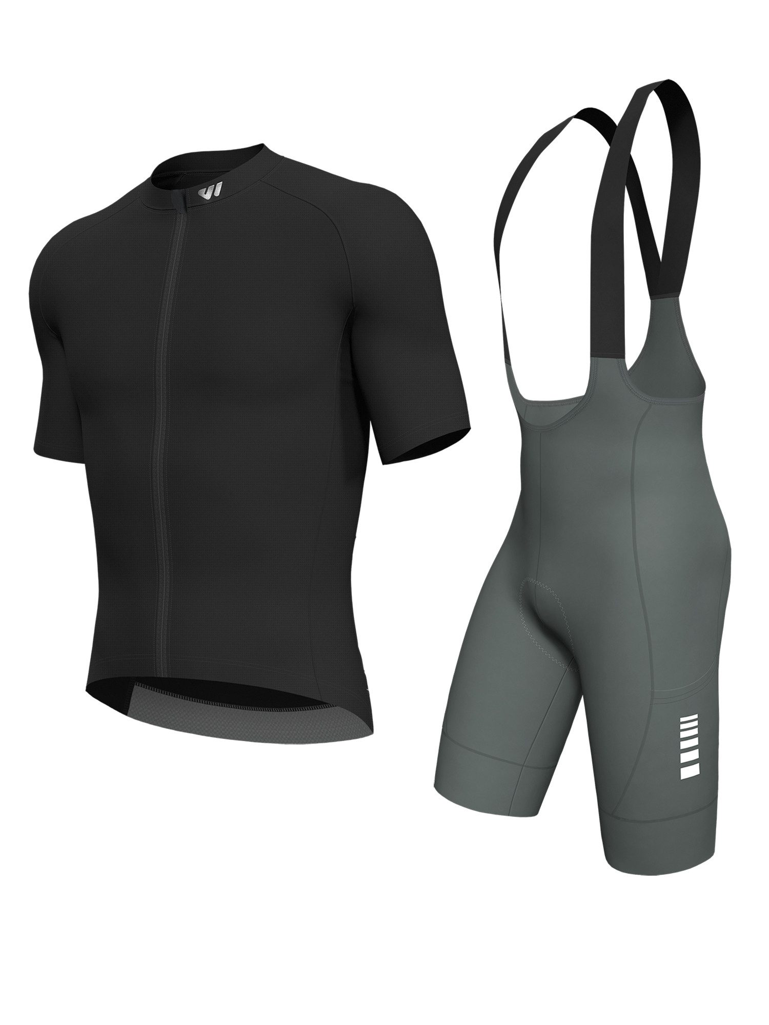 Wulibike Radtrikot Herren Kurzarm Gravel-Trikot für Bikepacking, Fahrradbekleidungsset (2-tlg) Herren Gravel-Set mit Y-Trägerhose und 6 Cargo-Taschen