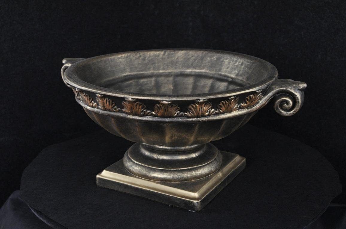 JVmoebel Skulptur Schale XXL Dekoration Tisch Vase Marmor Design Obst Schale Gold 23cm