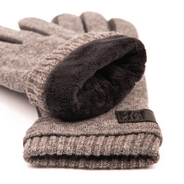 Hand Gewand by Weikert Lederhandschuhe ELIAS - Sportliche Herren Lammlederhandschuhe mit gestricktem Handrücken und warmer Fleece Fütterung und Touchscreen Funktion