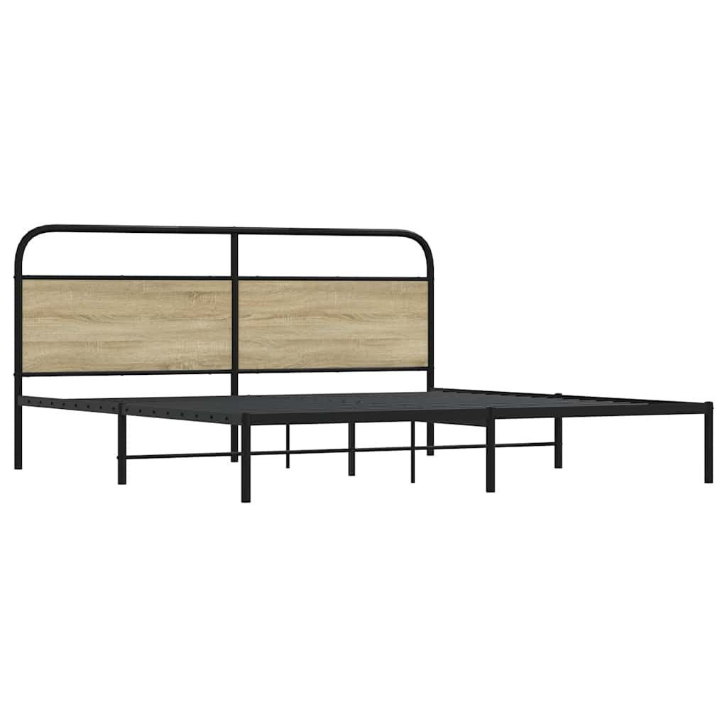 vidaXL Bett Metallbett ohne Matratze Sonoma-Eiche günstig online kaufen