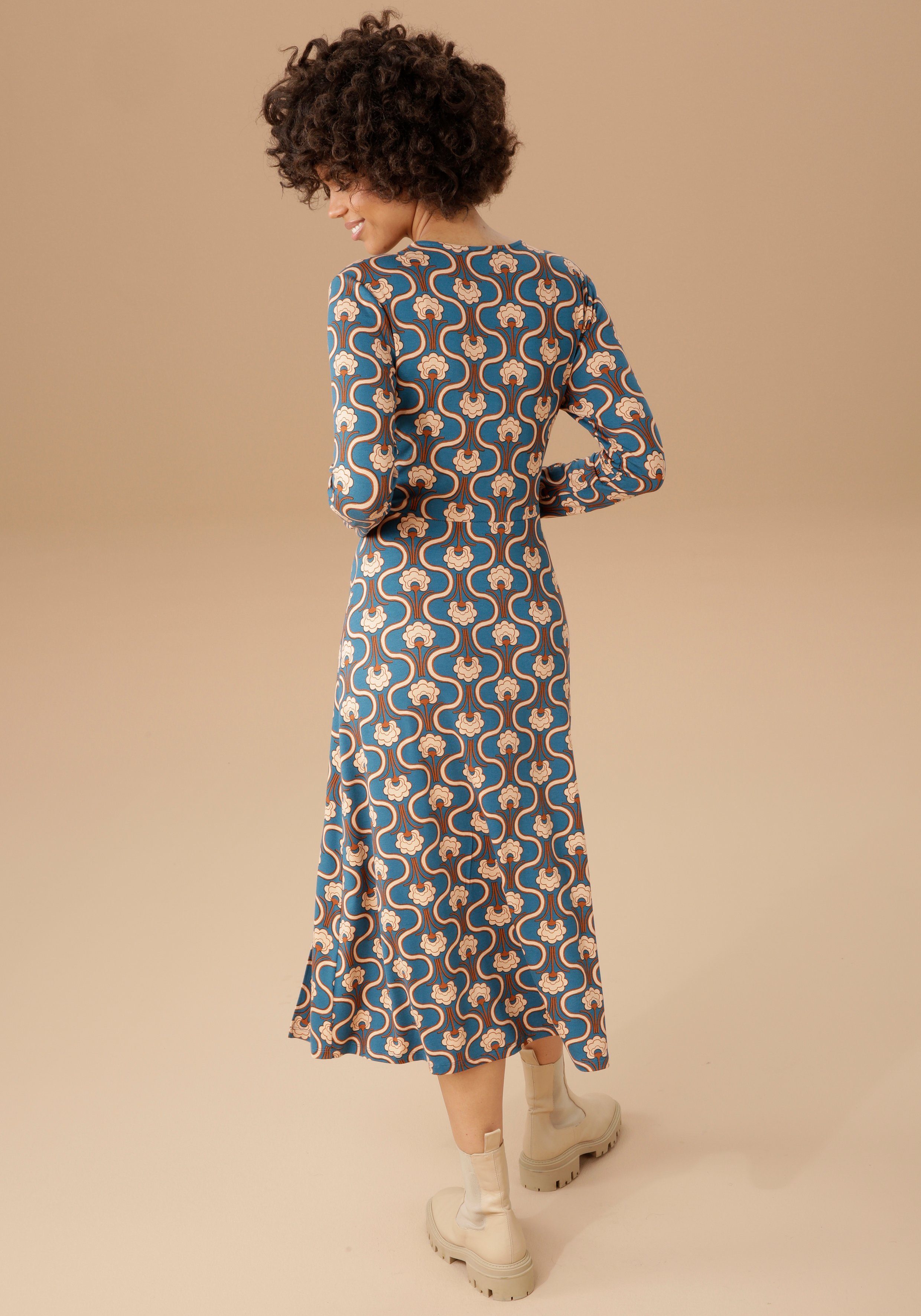 Aniston CASUAL Jerseykleid mit trendigem Retromuster bedruckt günstig online kaufen