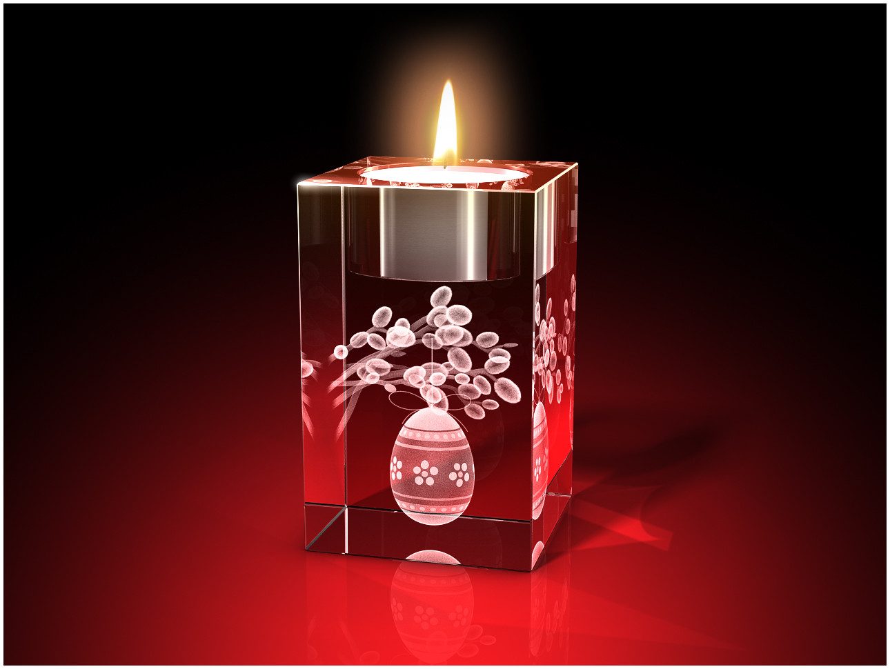 GLASFOTO.COM Teelichthalter Oster-Teelichthalter, Ostern, Kristallglas, 3er-Set