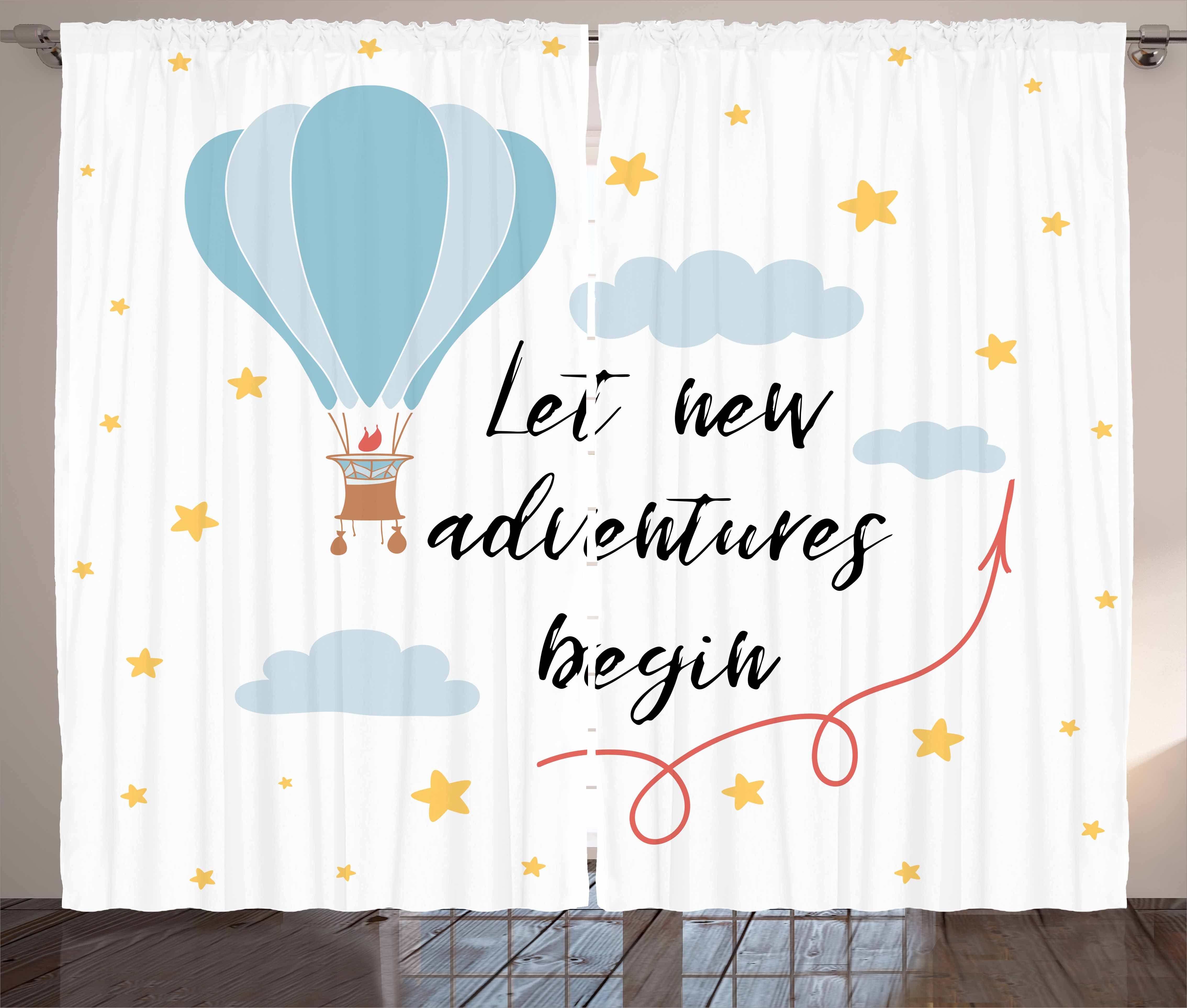 Gardine Schlafzimmer Kräuselband Vorhang mit Schlaufen und Haken, Abakuhaus, Abenteuer Luftballon Sky Wörter