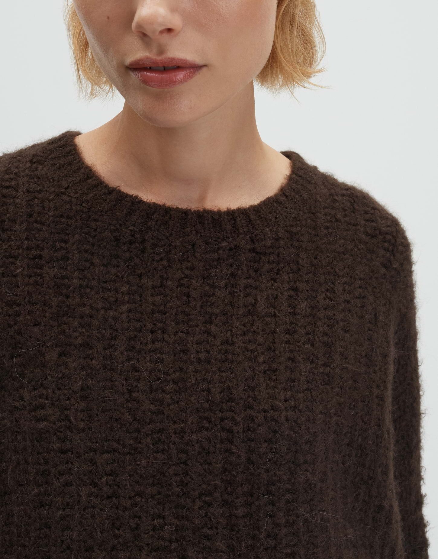 someday Strickpullover TUMELDA Boxy Chunky Knit aus Woll-Alpaka Mix weite Passform, gerader Schnitt, verkürzte Länge, Rippstruktur
