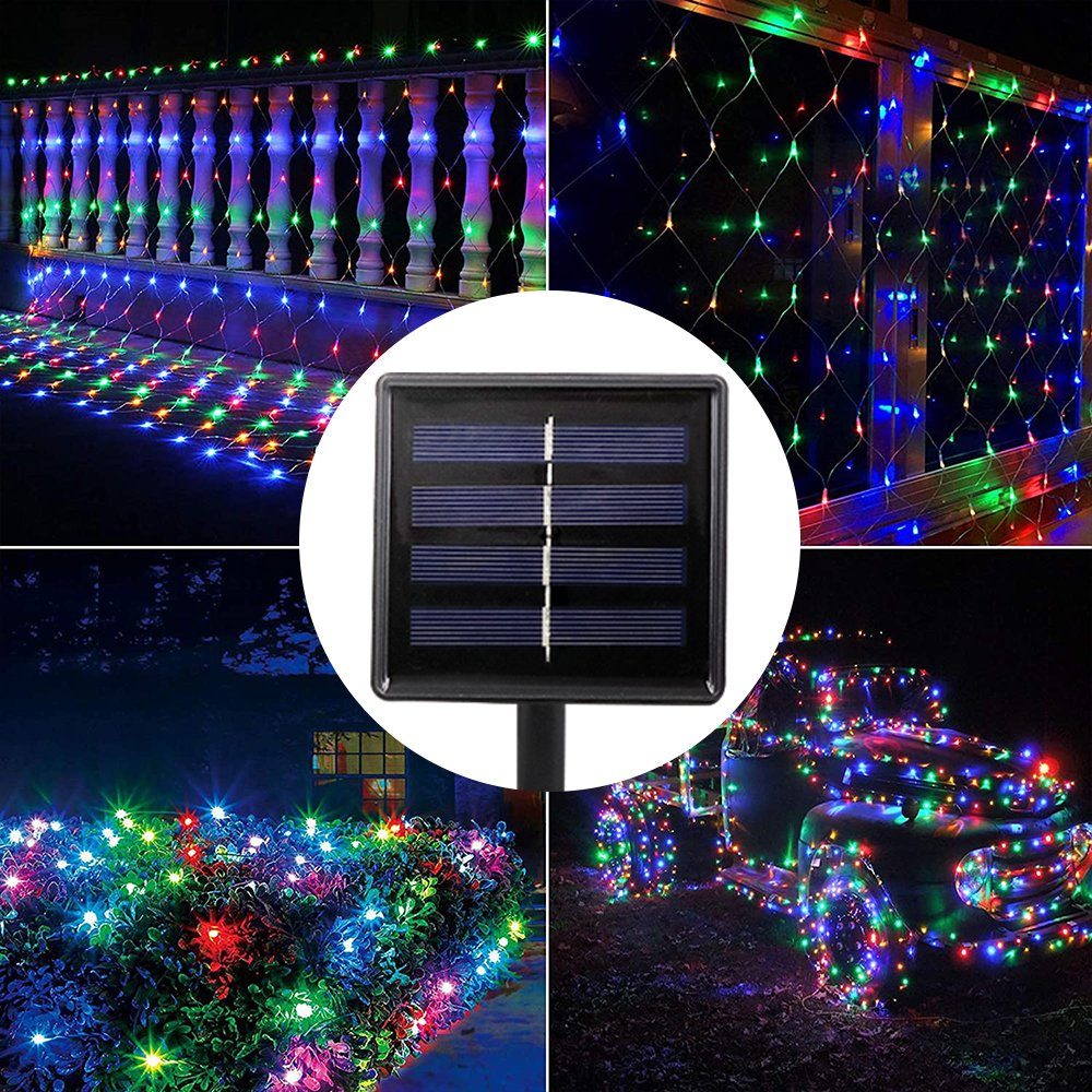 Rosnek LED-Lichternetz Solar Wasserdichte Mesh Lichterkette für Weihnachten günstig online kaufen