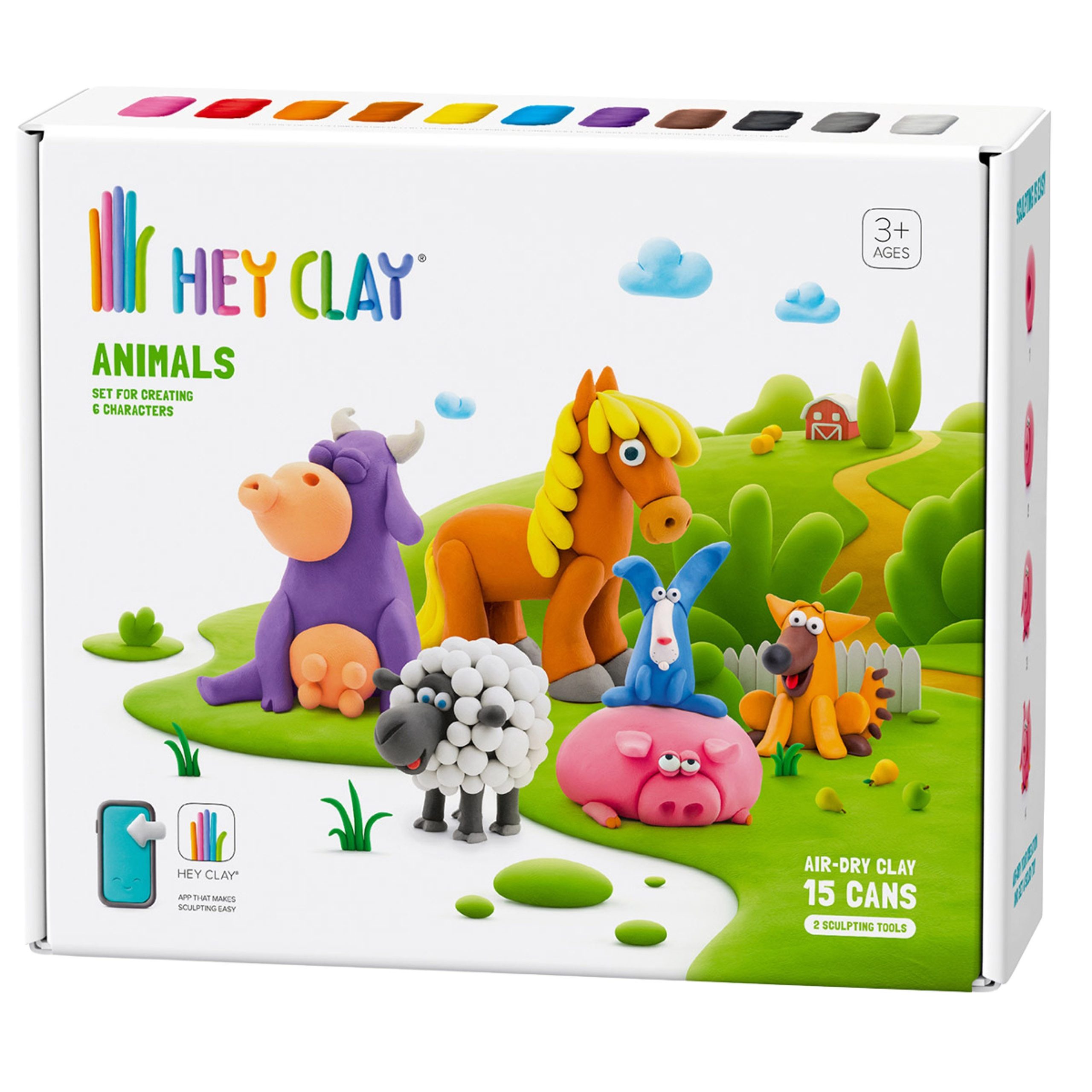 Hey Clay Modelliermasse Hey Clay Tiere, Spielknete + Zubehör, Modelliermasse, 15 Farben