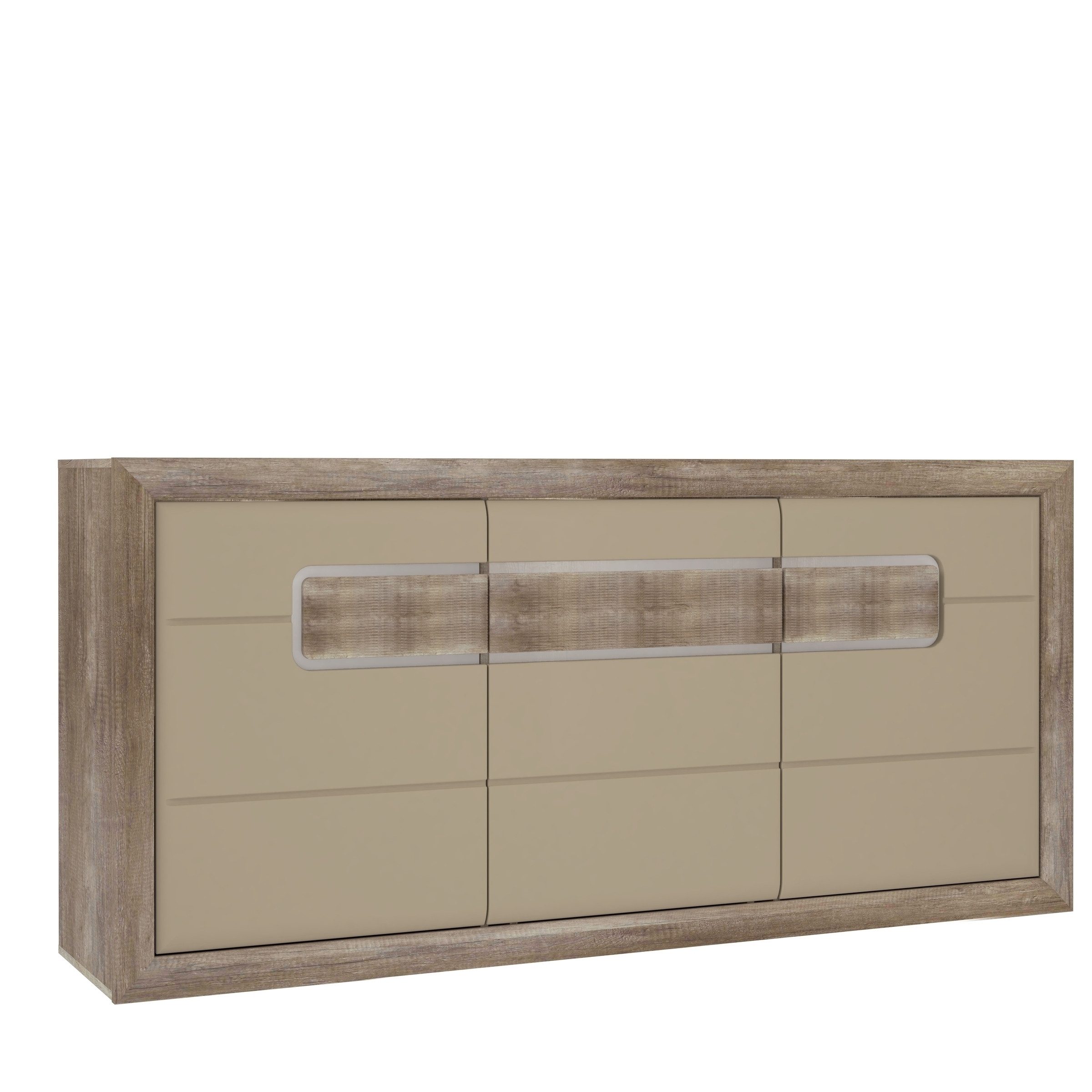 freiraum Sideboard TIZANO, LED, Eiche Antik Dekor / Beige Glanz - 193,6x91,4x41,3cm (BxHxT)