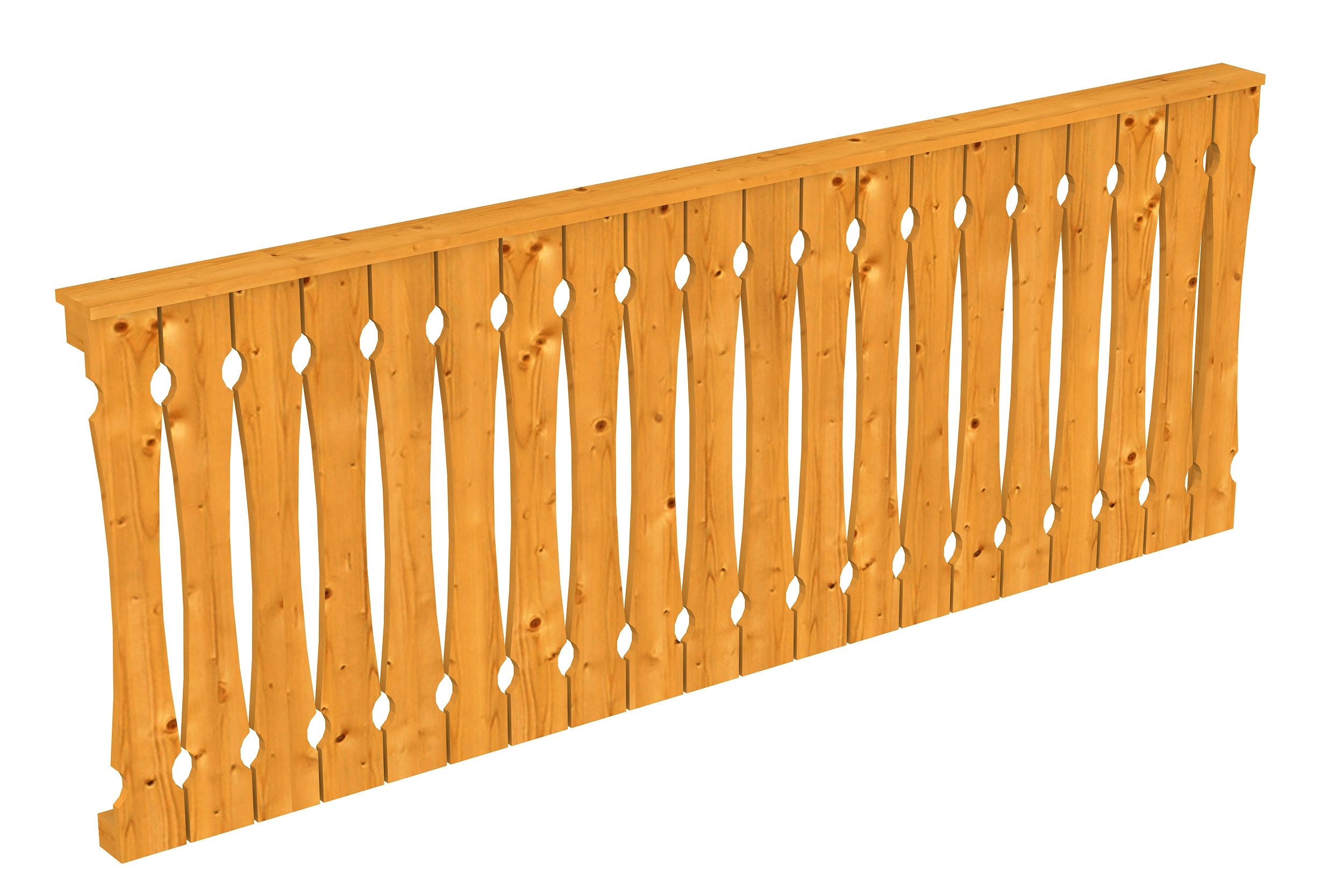 Skanholz Brüstungsgeländer Balkonschalung, 255 cm Länge, 96 cm Höhe, für die Seite