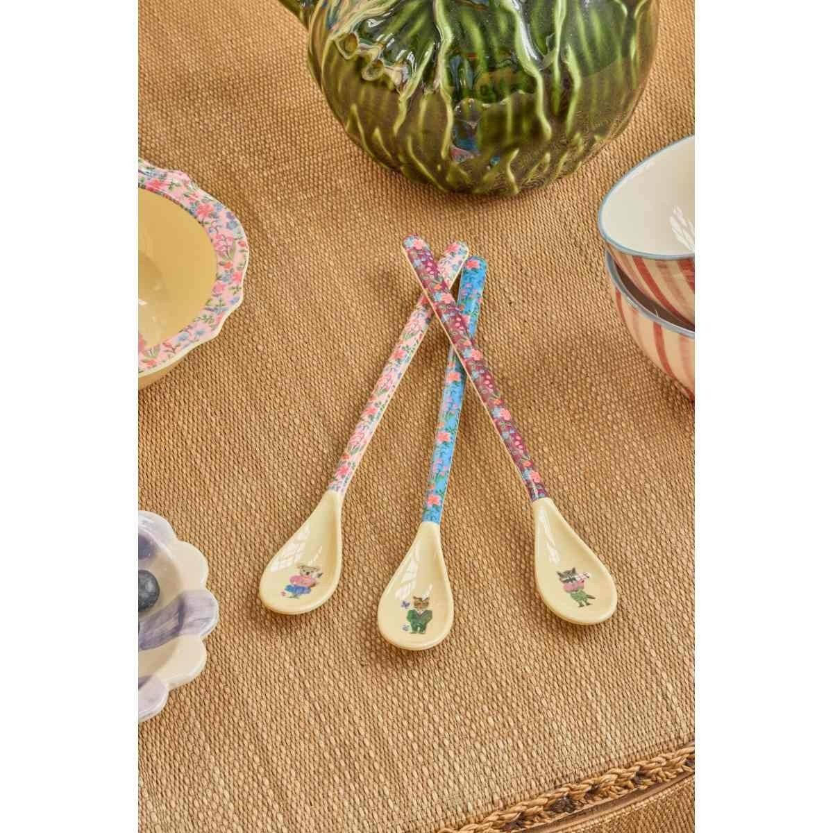 rice Latte-Macchiato-Löffel 3er Set Melamin Latte-Löffel Nathalie Lété, 22,5 cm, bunt, spülbar