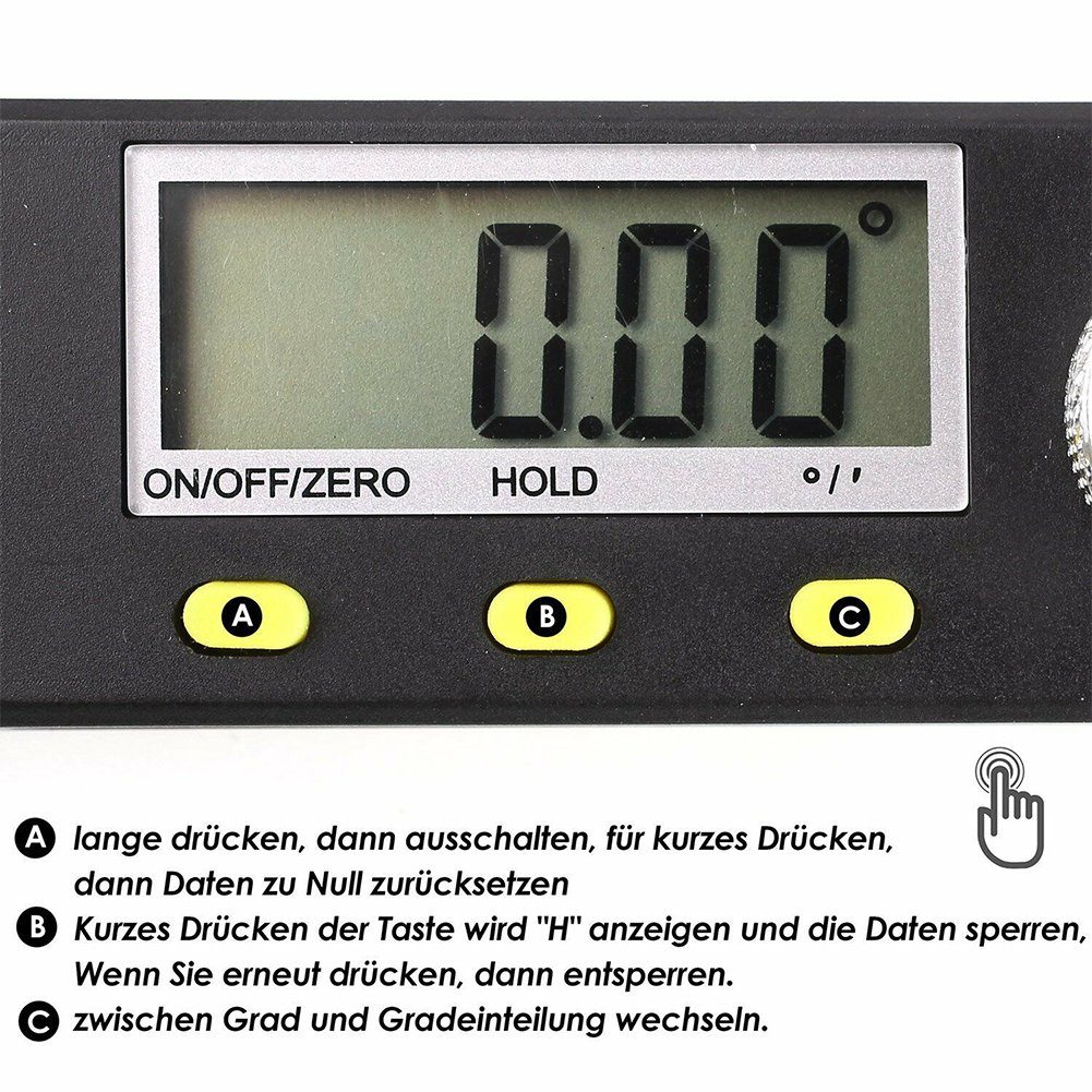 OSTWOLKE Winkelmesser Winkelmesser 20cm Industrie-Digital Winkellineal mit LCD-Anzeige, bis 360°, (1-tlg), Winkel Messen Winkelmessgerät – Bild 5 von 5