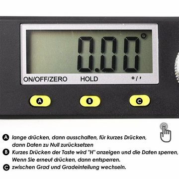 OSTWOLKE Winkelmesser 20cm Winkelmesser Industrie-Digital Stellwinkel Winkelmessgerät LCD, (1-tlg)