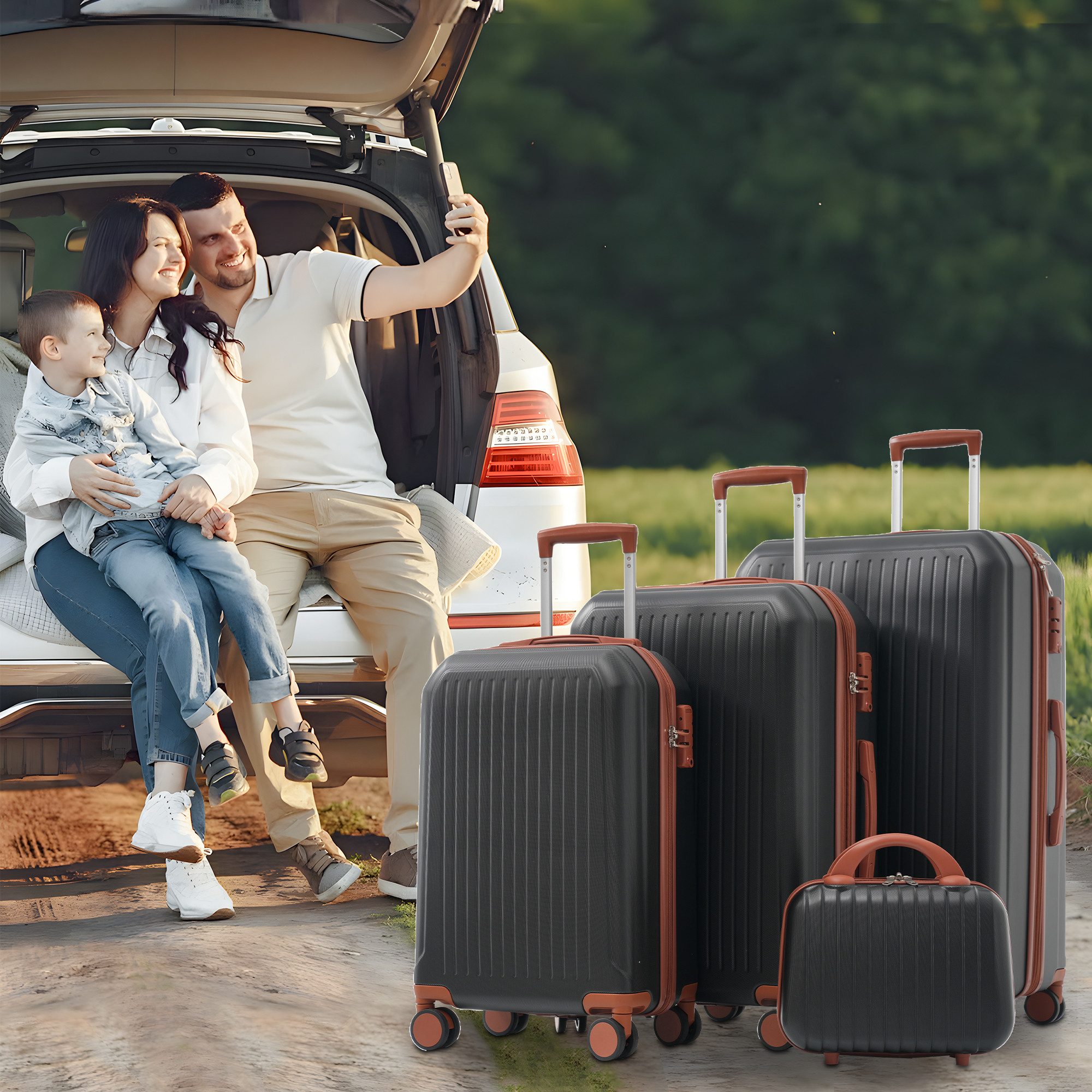 OKWISH Trolleyset Gepäckset, 14 Zoll + 20 Zoll + 24 Zoll + 28 Zoll, 4 Rolle günstig online kaufen