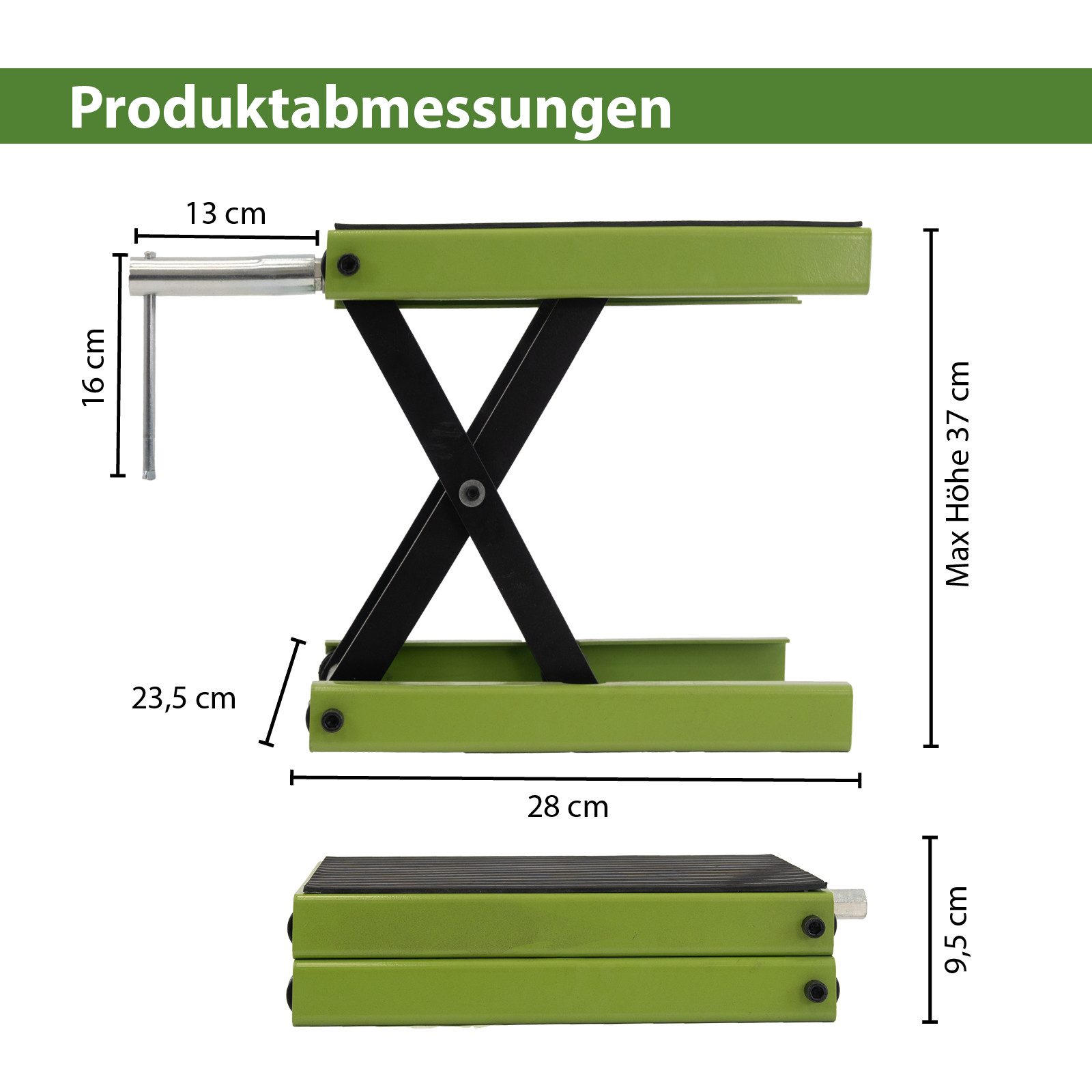 TRUTZHOLM Druckluftgeräte-Set Kurbelheber Montagebock Scherenheber höhenverstellbar bis 500 kg