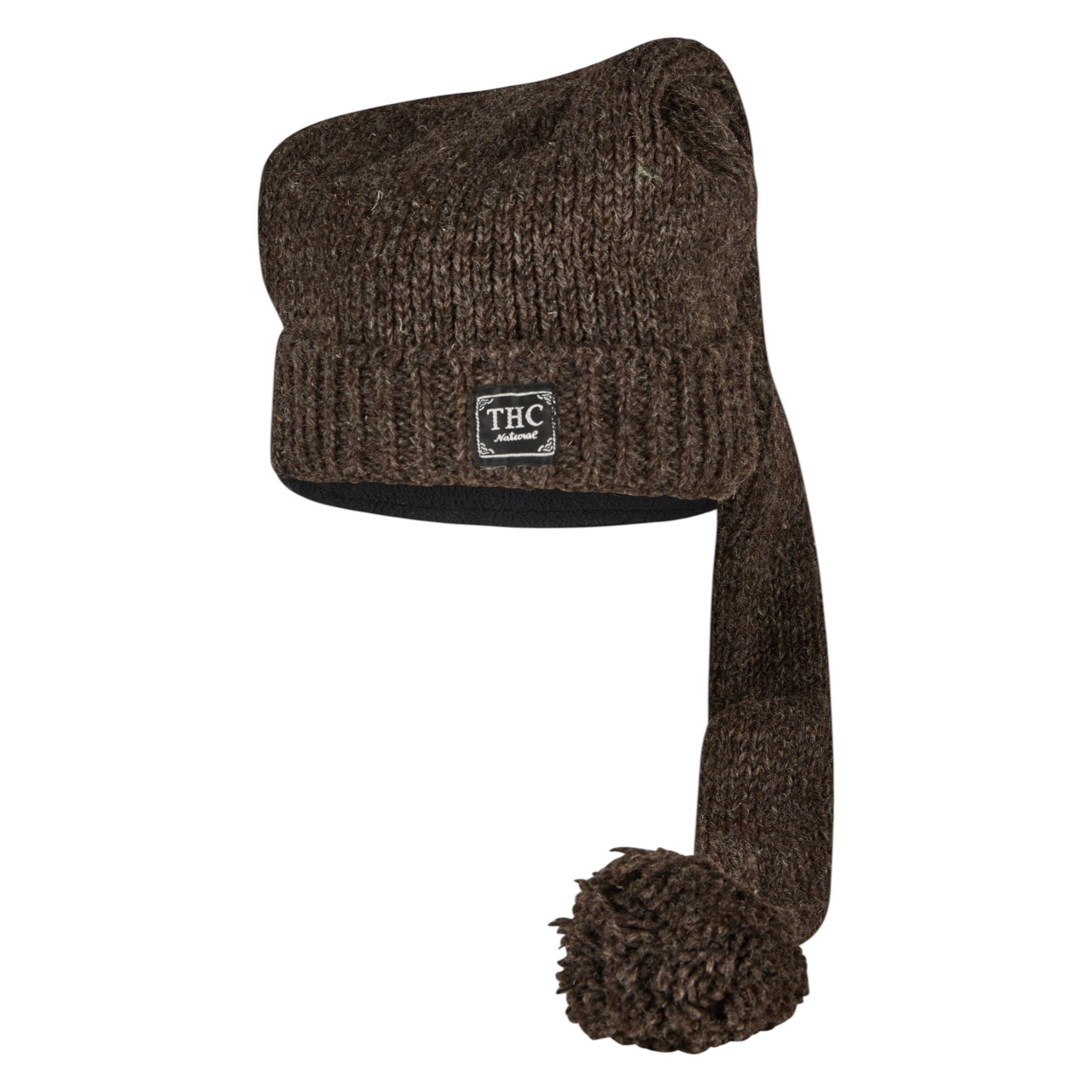 THC Natural Line Strickmütze THC Schafwoll Zipfelmütze 506 braun (1 Stück, 1-St., 1 Stück) gerippter Umschlag
