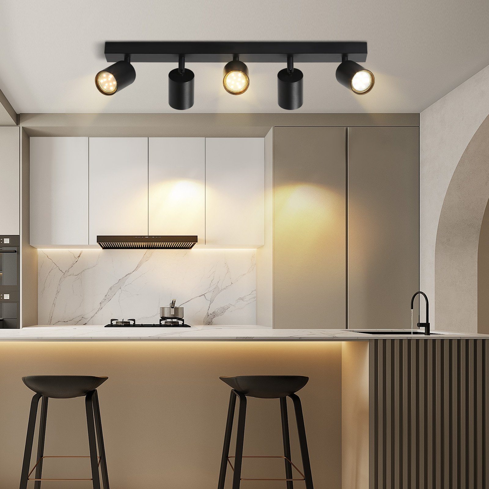ZMH LED Deckenstrahler Retro Deckenleuchte Weiß/Schwarz -GU10 350°Schwenkbar Schlafzimmer, Einfache Installation, ohne Leuchtmittel, Modern Flurlampe Industrial Wandstrahler für Wohnzimmer