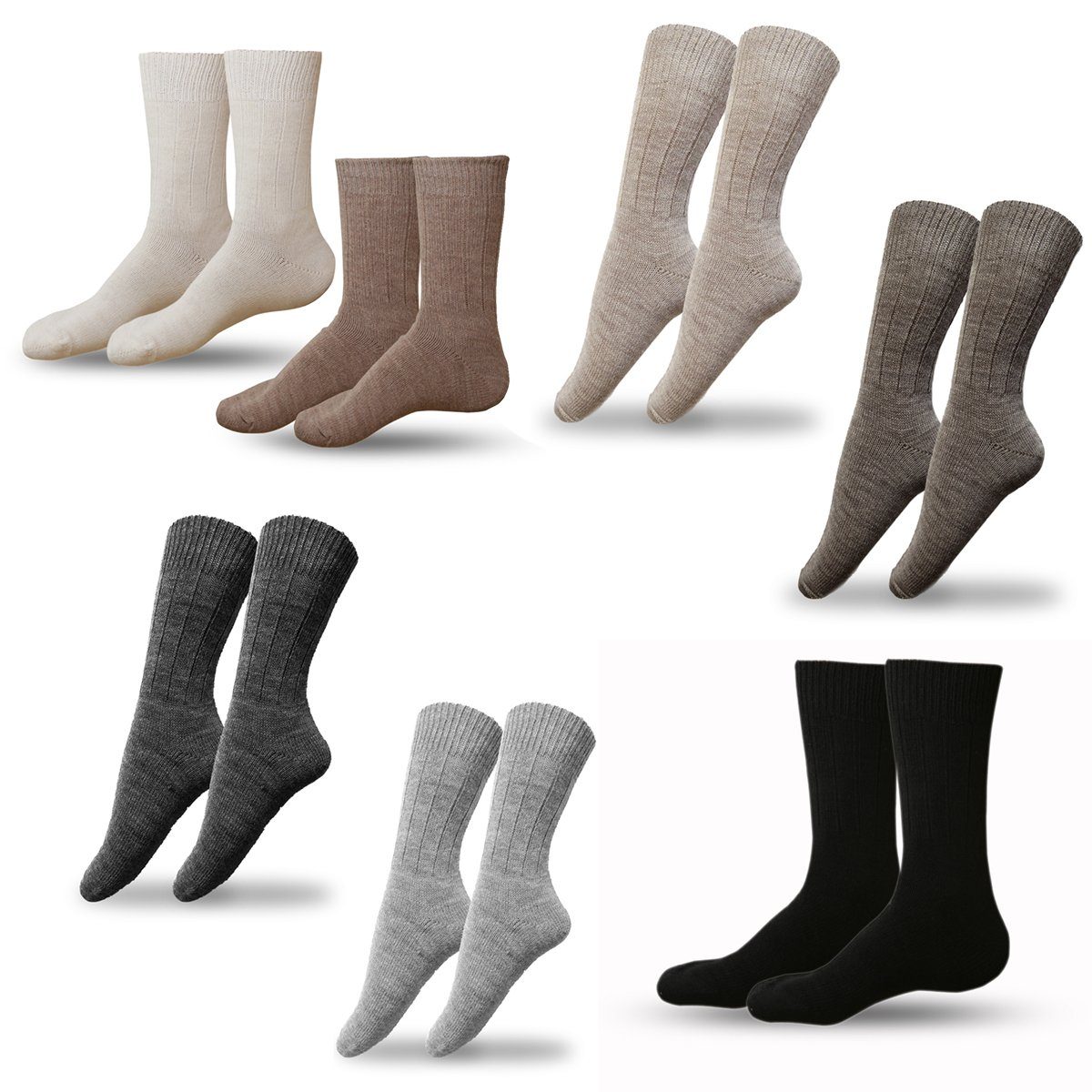 Alpakasocken Sonia Unisex Winter schwarz abweichen 2 Norwegersocken können Paar Originelli "Dünn" Farben Alpackawolle