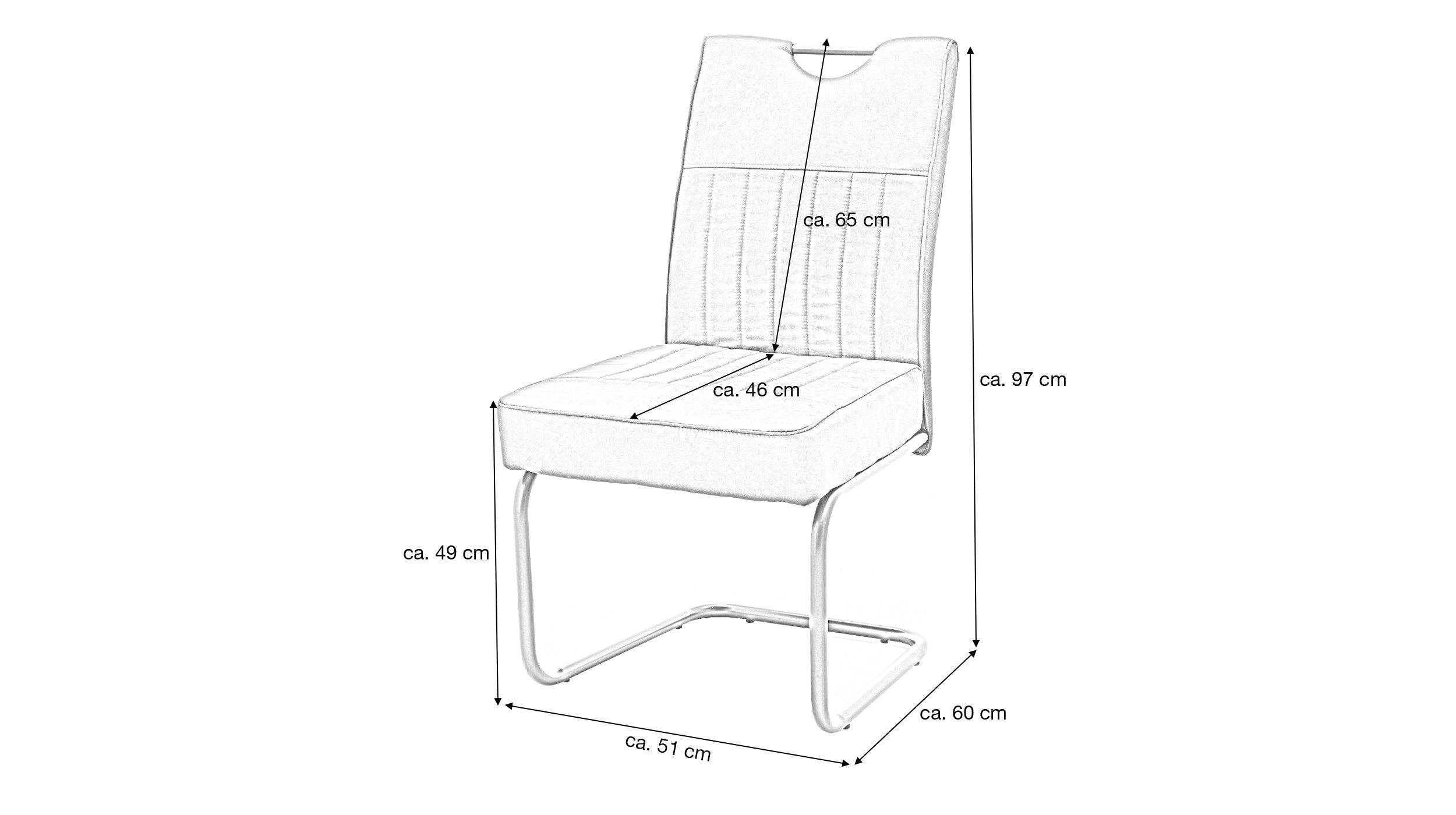 Die Möbelfundgrube® Freischwinger mit Taschenfederkern, braun, Griffmulde, Esszimmerstuhl, »Marte«, Luxus-Komfortsitz · 120 kg belastbar · schwarzes Metallgestell