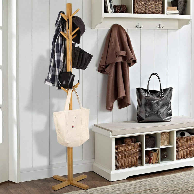 Homfa Garderobenständer, (Kleiderständer Bambus Kleiderstange stabil in Baumform), jackenständer Garderobe mit 12 Hake, 175,5cm(H)