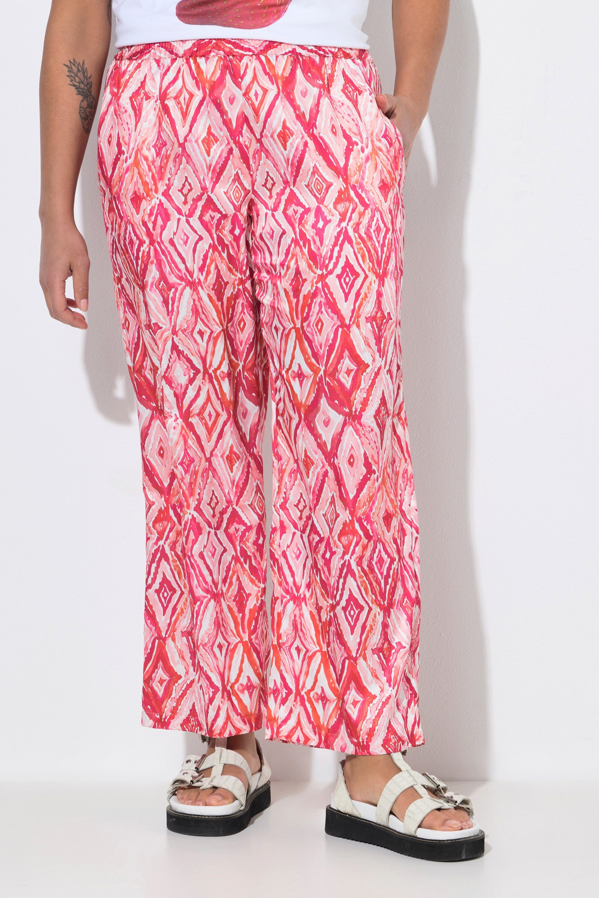 Angel of Style Schlupfhose Hose gerades Bein Satin Alloverdruck
