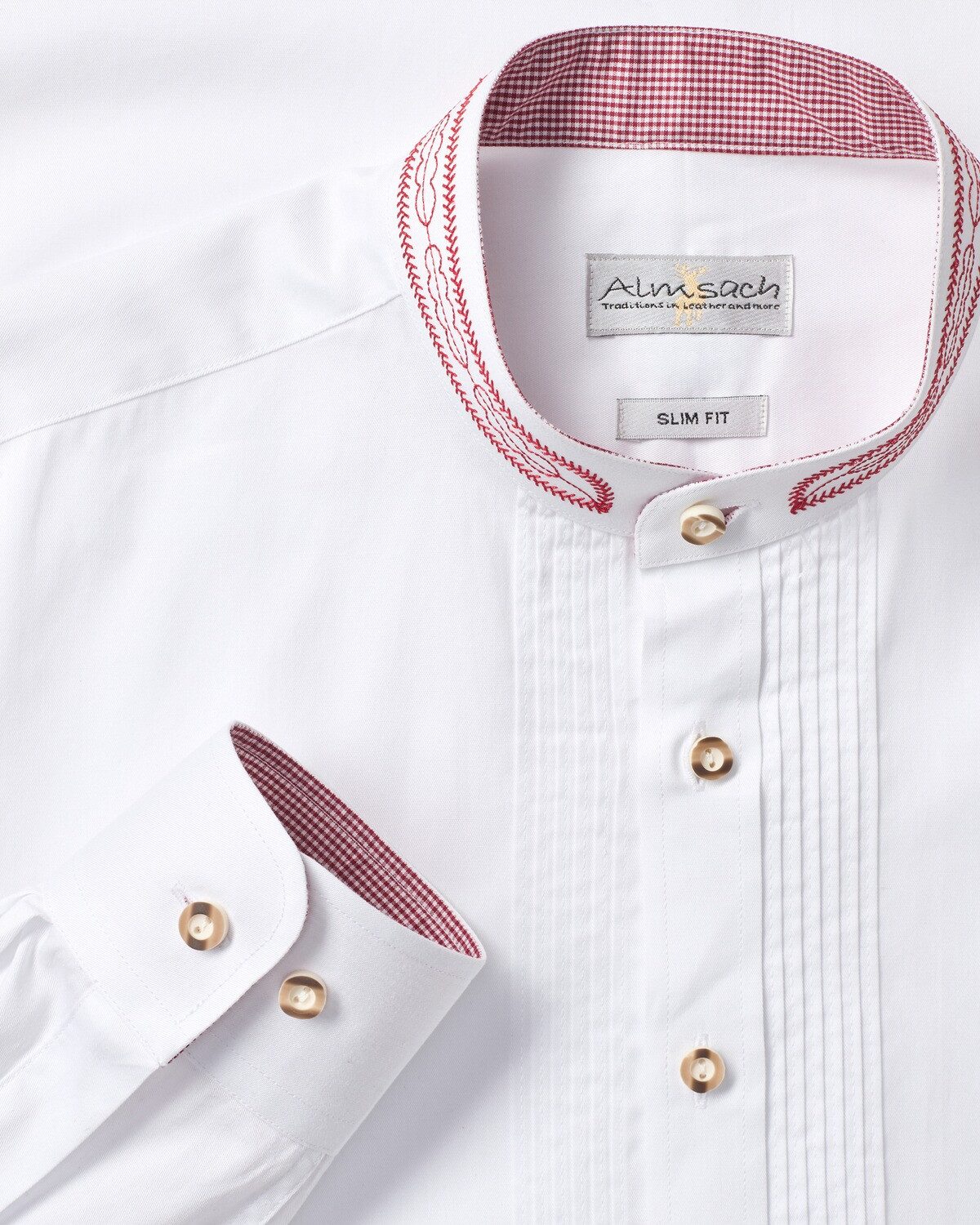Almsach Trachtenhemd Slim Fit Hemd mit Stickerei
