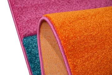 Kinderteppich Kinderteppich Spielteppich Kinderzimmer Teppich Karo Muster Multicolour Rot Türkis Orange Creme Grün Pink, Teppich-Traum, rechteckig, Höhe: 13 mm