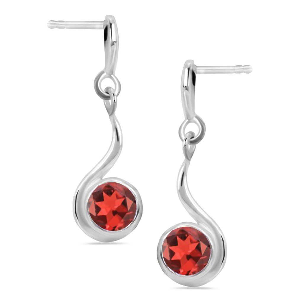 Limana Paar Ohrhänger echter Granat Edelstein 925 Sterling Silber Damen rote Ohrringe (inkl. Herz Gravur Dose), Ohrhänger für jeden Tag Geschenk für Frauen Damen Freundin Ehefrau Oma