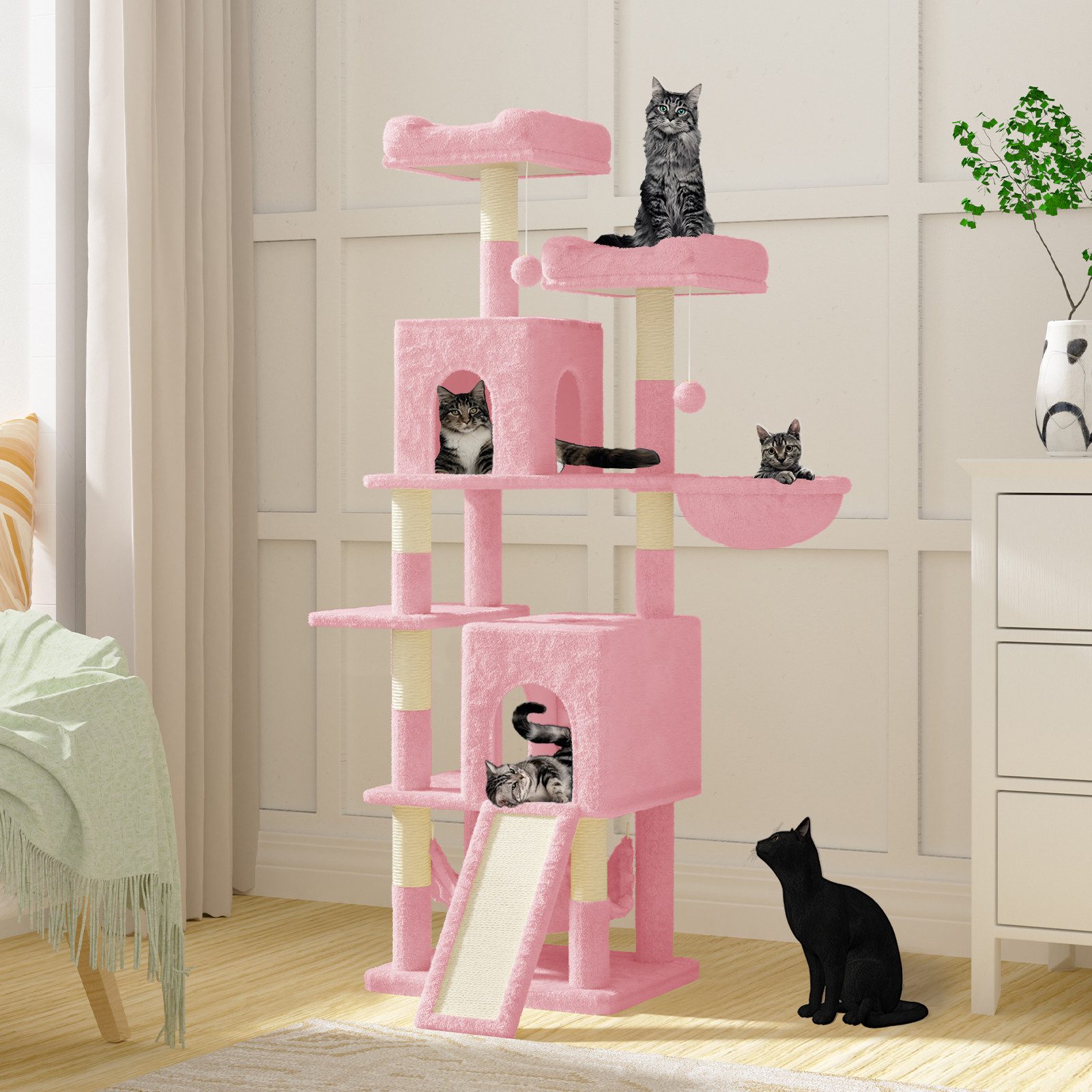 Dogat Kratzbaum Dogat Kratzbaum 158cm Katzenkratzbaum mit Leiter und Schlafplätzen