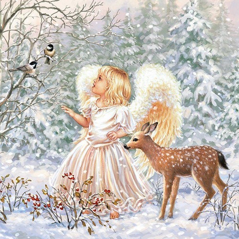 Ambiente Luxury Paper Products Бумагаserviette 20 Салфетки Winter Angel 33x33cm, (20 St)